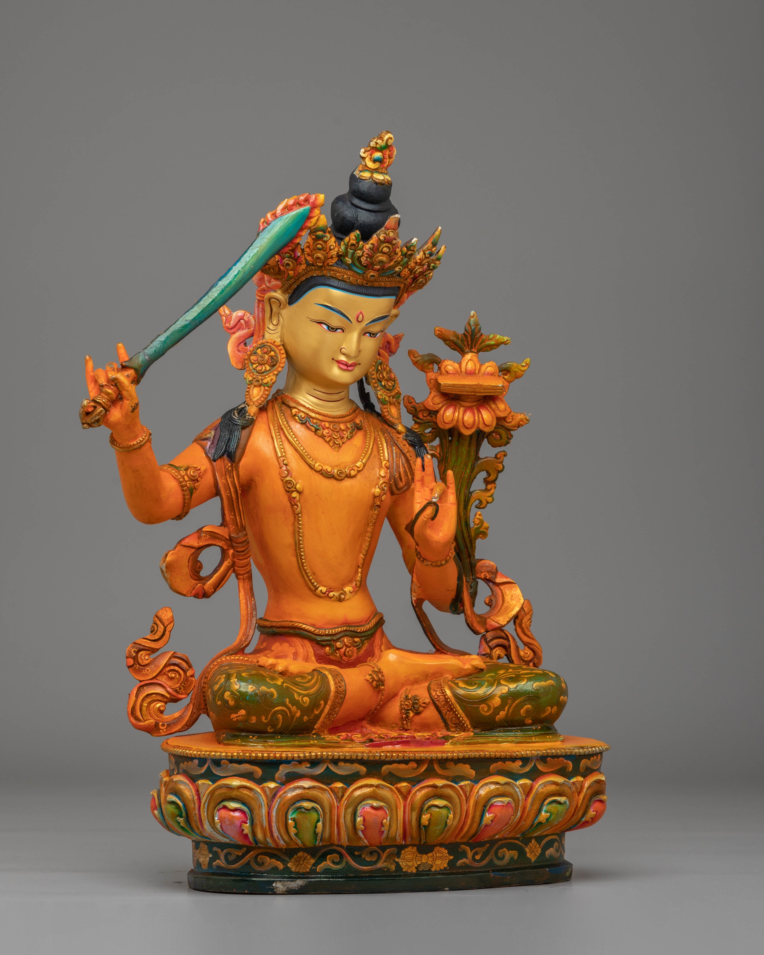Manjushri Statue with Flaming Sword | Bodhisattva of Wisdom and Knowledge