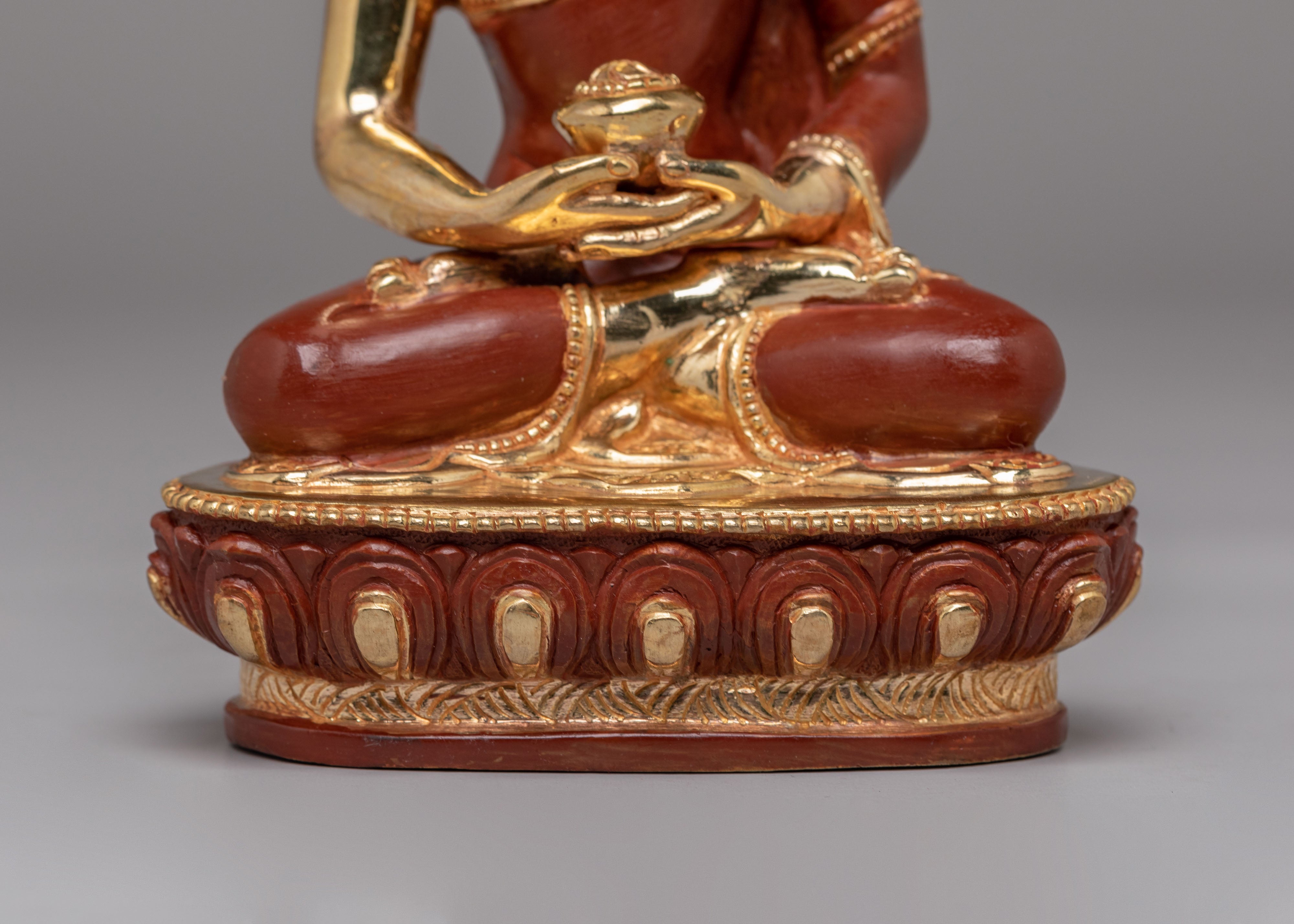 Traditional Sacred Shakyamuni Buddha Sculpture | Gold Plated Copper Statue