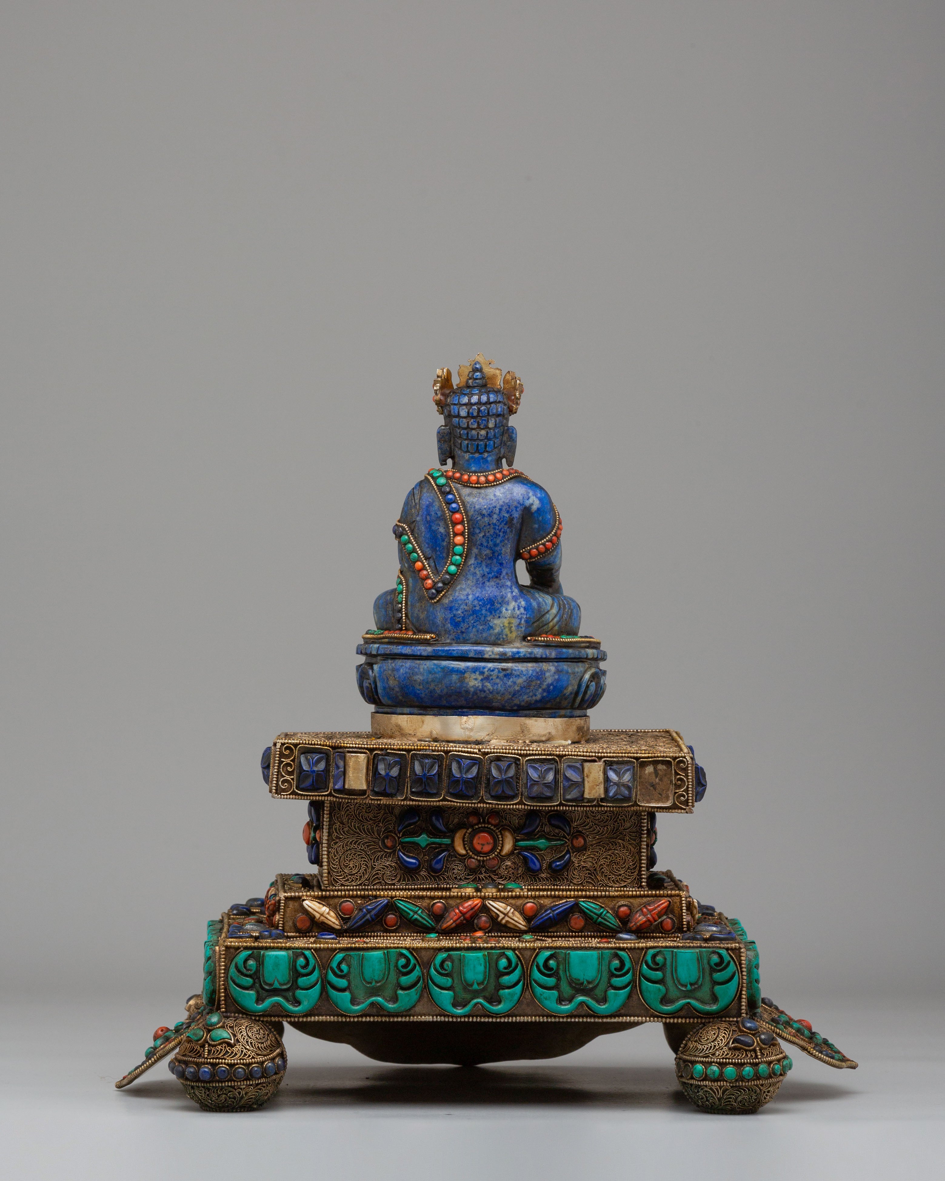 Shakyamuni Buddha on Throne Sculpture | Sacred Tibetan Artwork