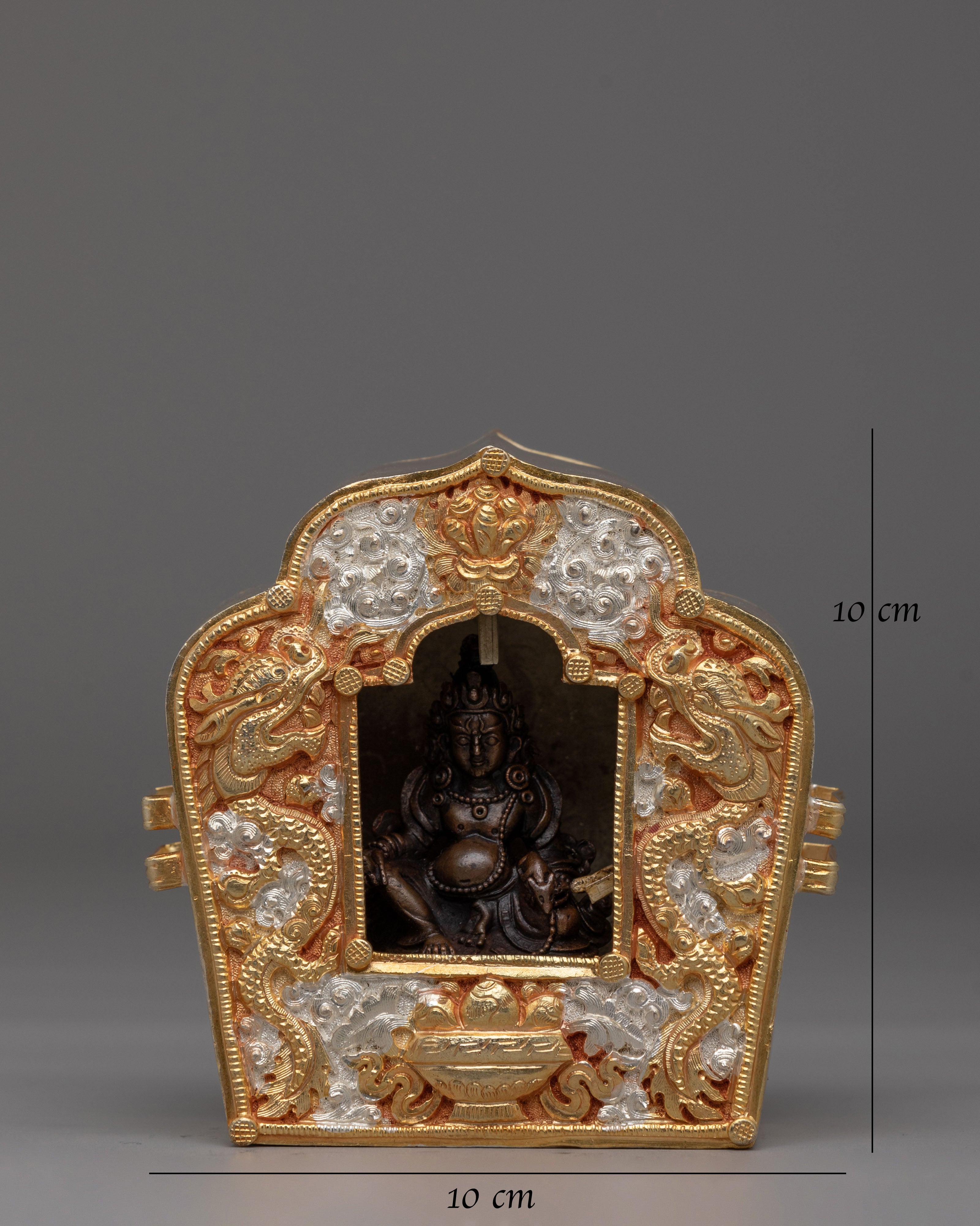 Traditional Altar Ghau Box | Tibetan Prayer Shrine with Dragon Design