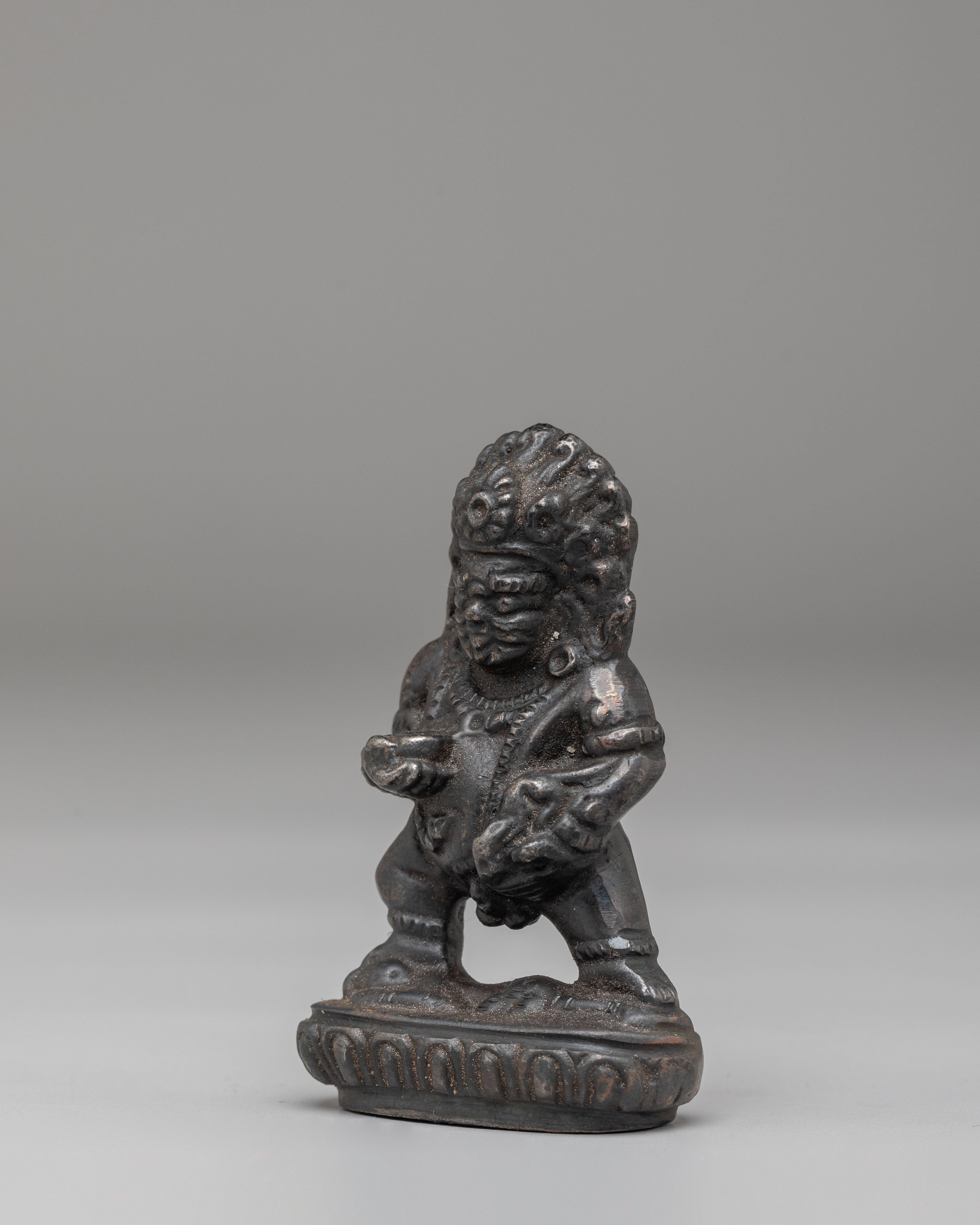 Black Dzambhala Wealth Protector Statue | Tibetan Iron Sculpture