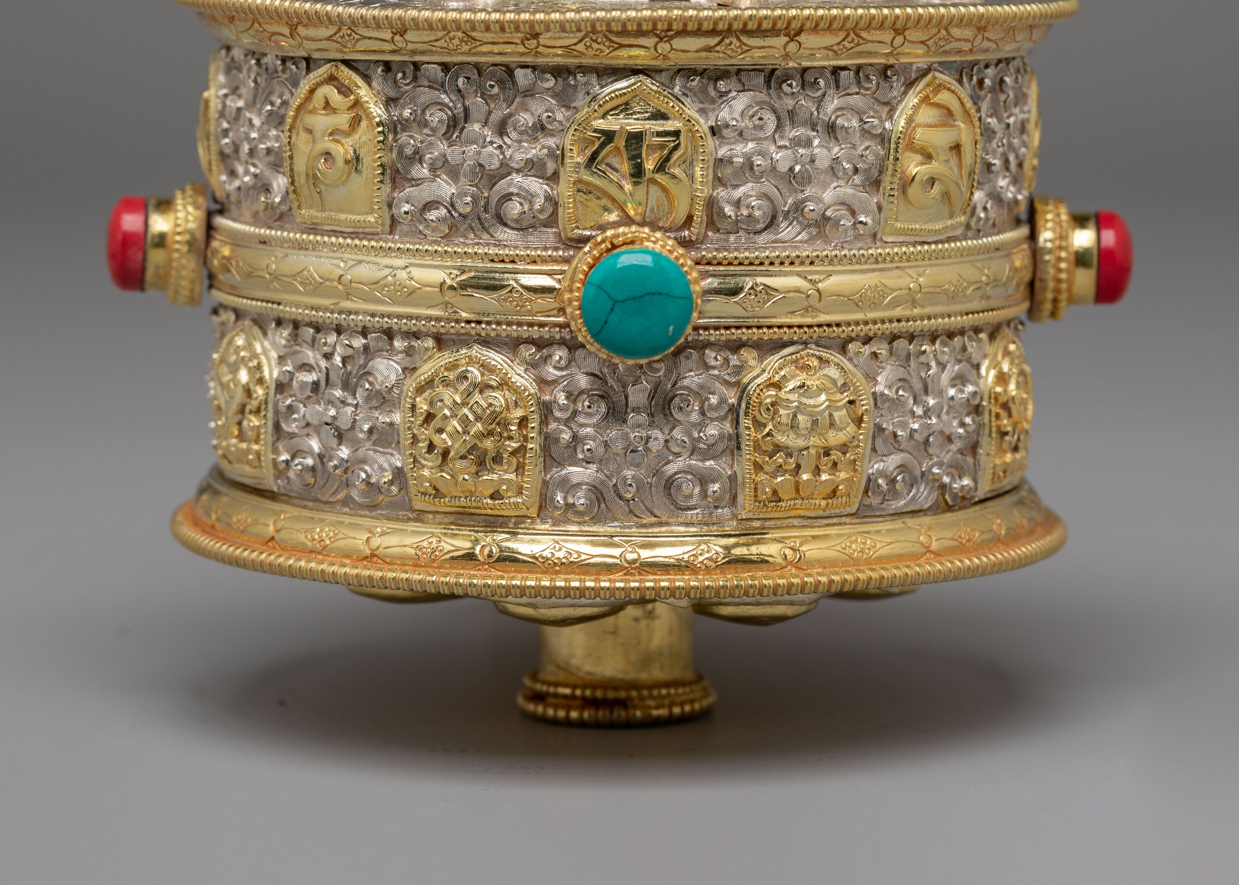 Mantra Carved Prayer Wheel | Tibetan Buddhist Ritual Artwork