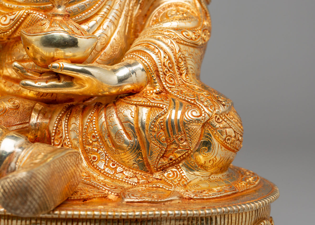 Traditional Guru Rinpoche Sculpture | Handmade Tibetan Deity Statue
