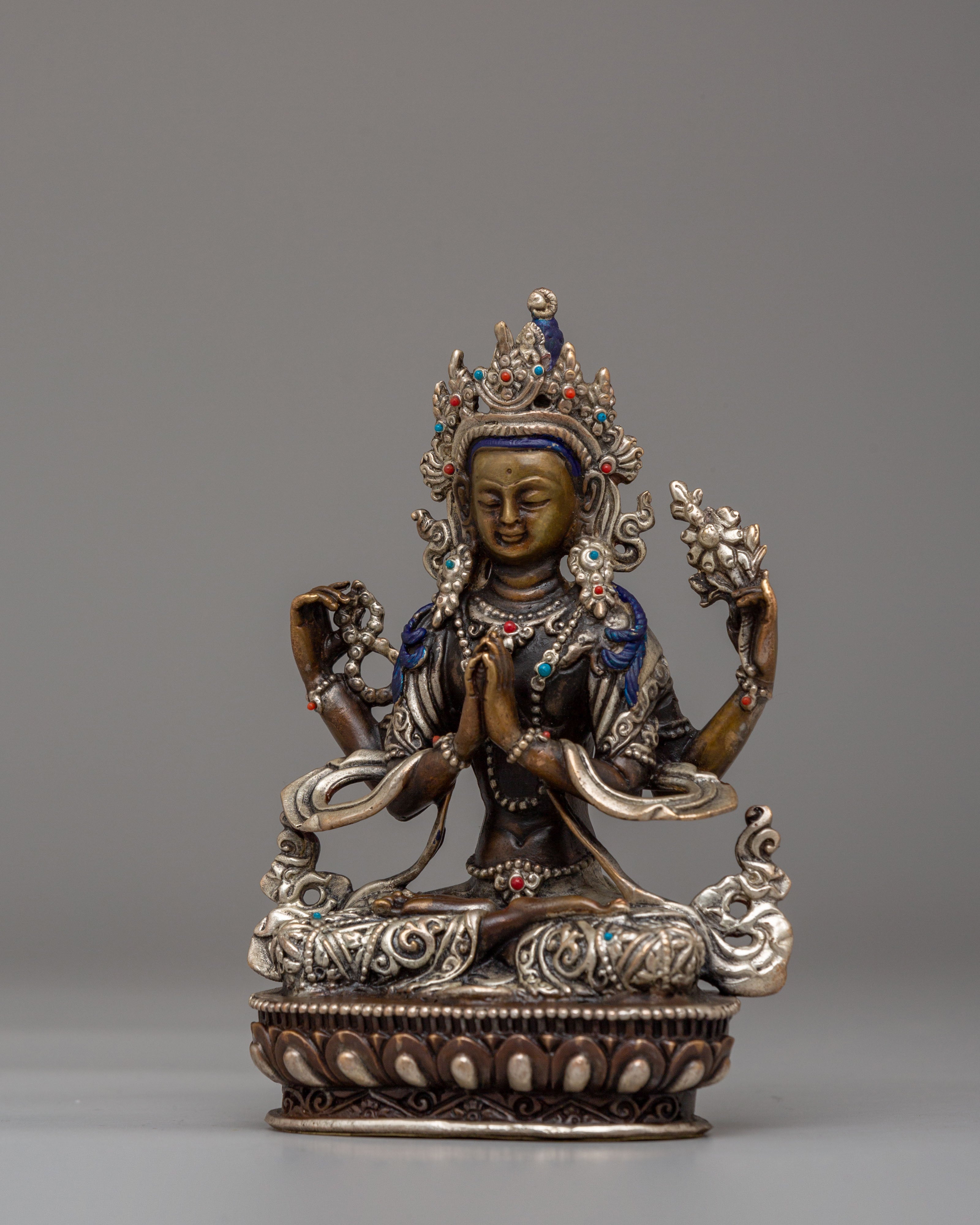 Handmade Chenrezig Compassion Deity Statue | Symbol of Infinite Love & Mercy