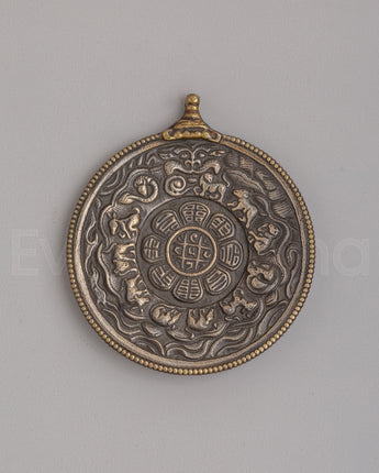 Sacred Tibetan Mirror with Carved Design 