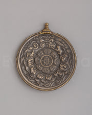 Sacred Tibetan Mirror with Carved Design 