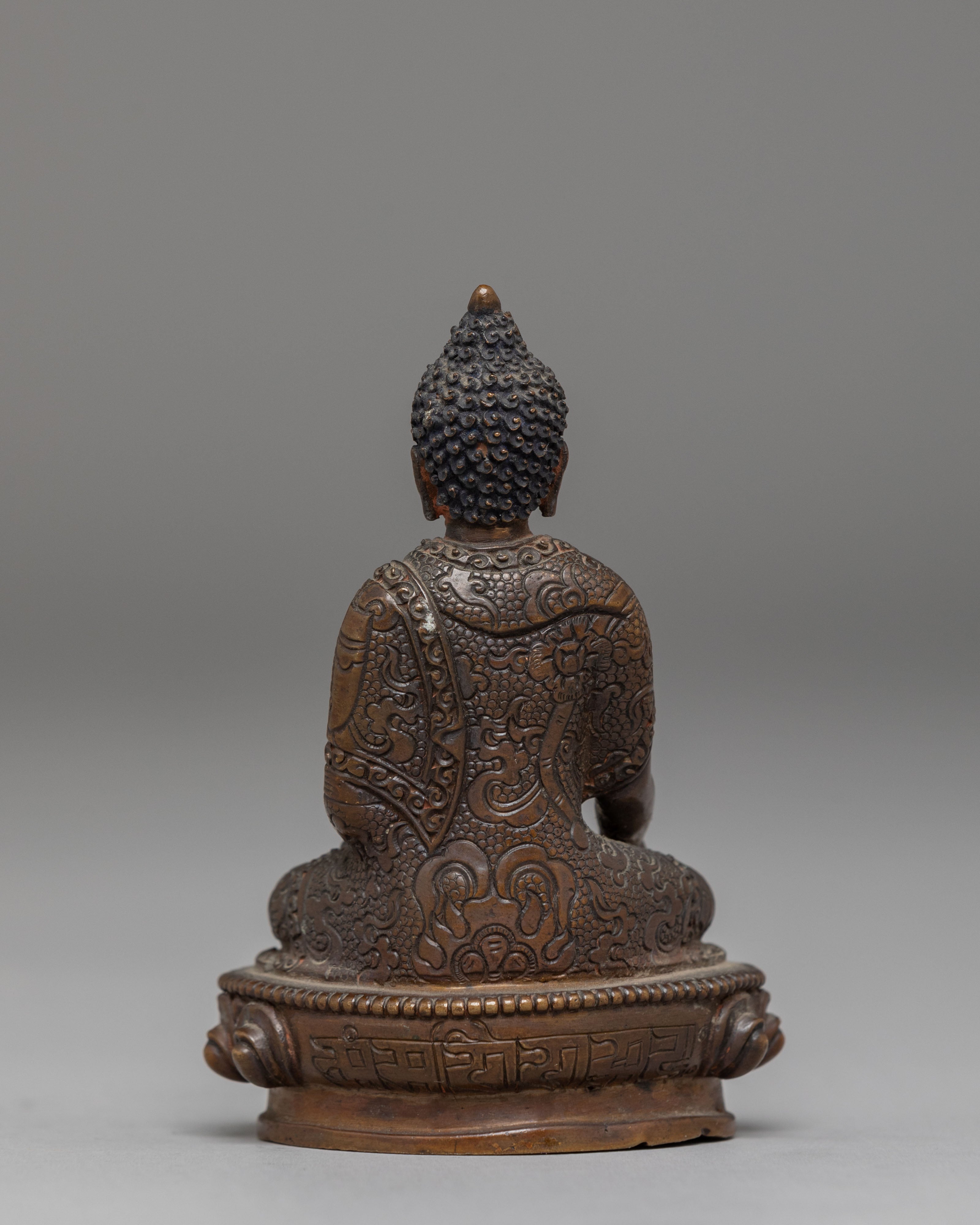 Handcrafted Oxidized Copper Shakyamuni Buddha Sculpture