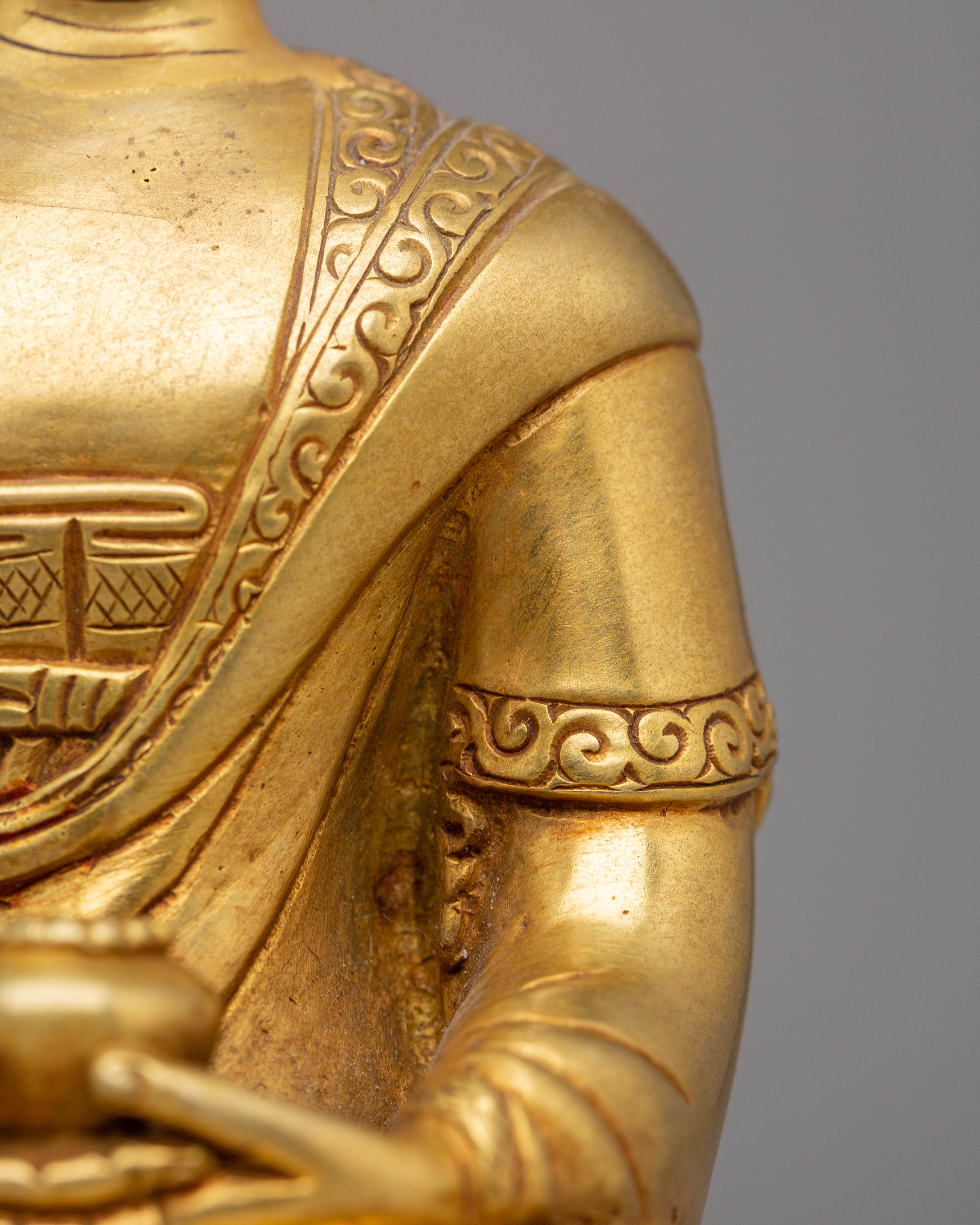 Buddha Amitabha Sacred Statue | Gold Plated Copper for Wisdom and Compassion