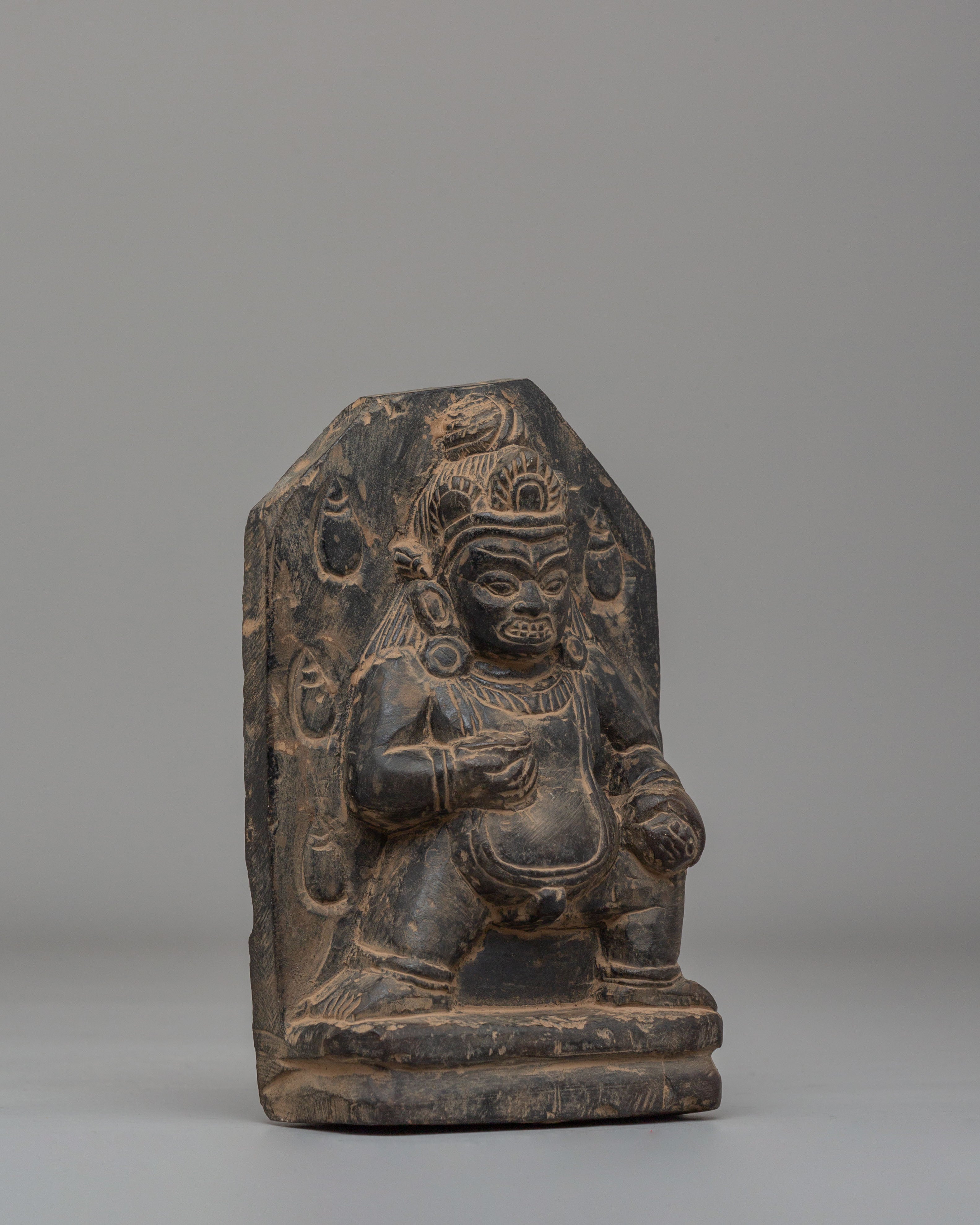 Spiritual Black Dzambhala Sculpture | Wealth Deity Figurine for Abundance and Protection