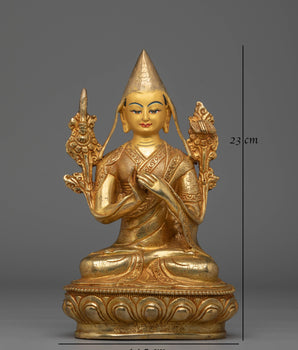 Tsongkhapa Handcrafted Copper Statue | Traditional Tibetan Artwork
