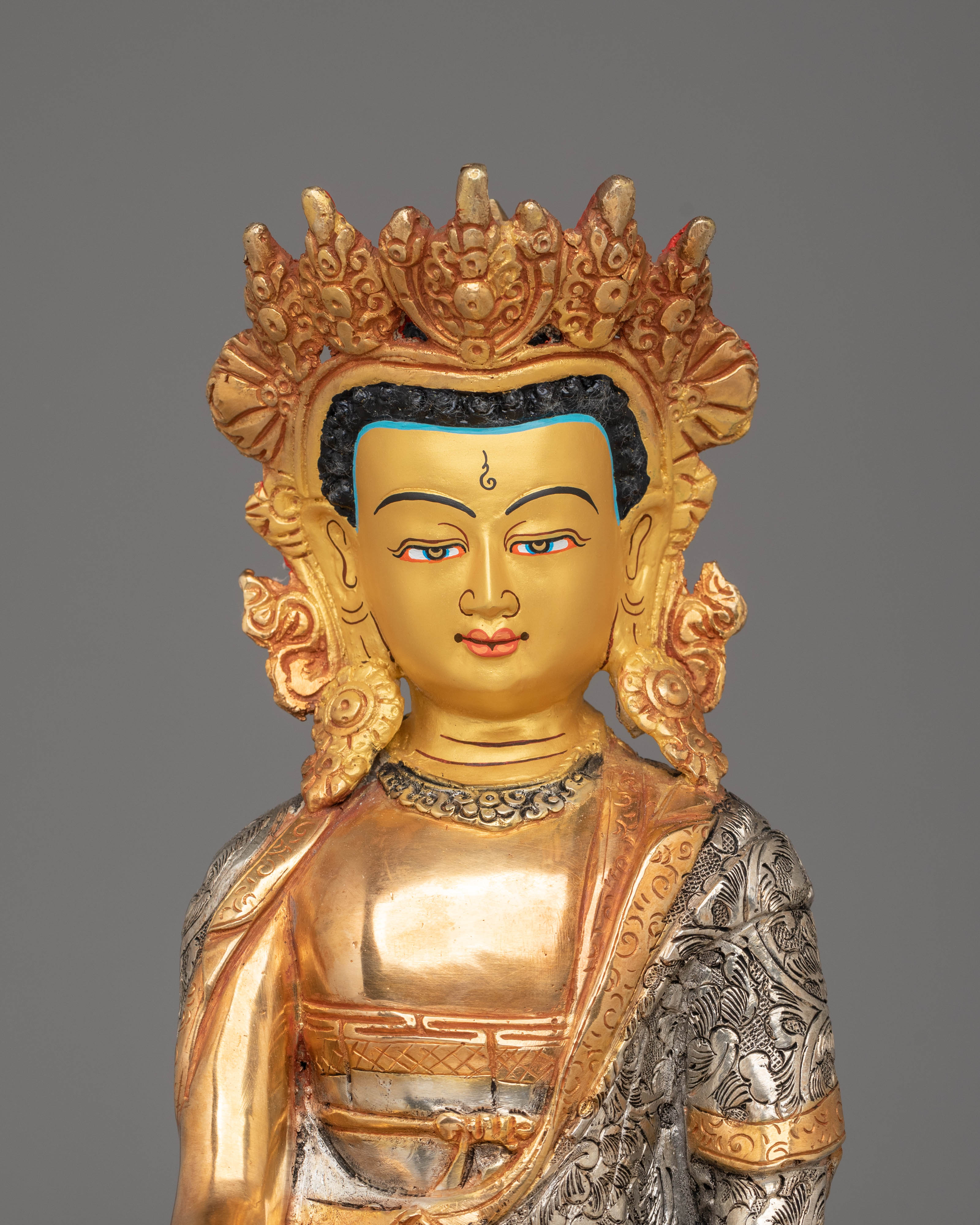 Dharma Guru Buddha Shakyamuni Statue | Gold Plated Copper for Spiritual Enlightenment