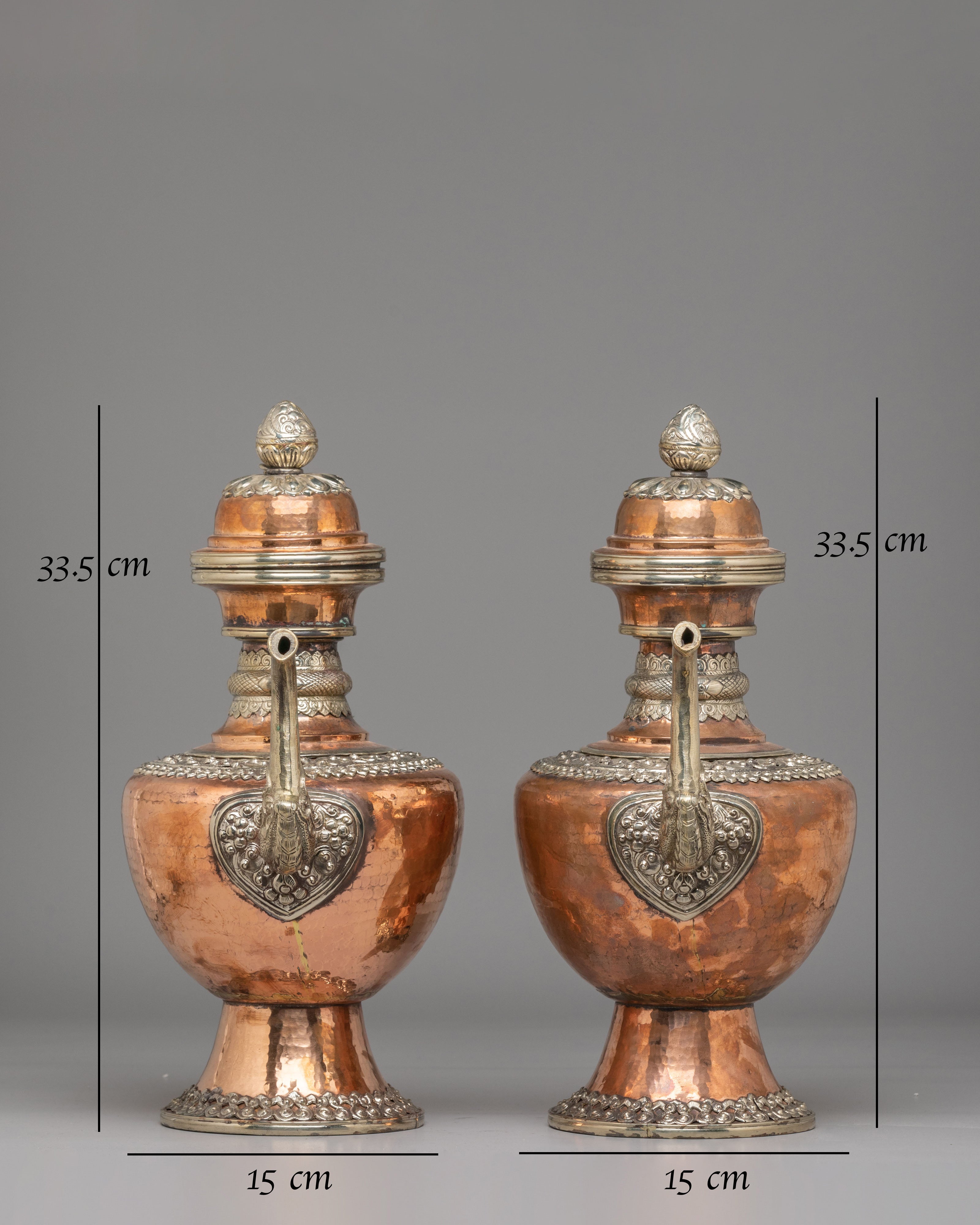 Himalayan Sacred Tea Pot Set | Handcrafted Copper and White Metal Vessels