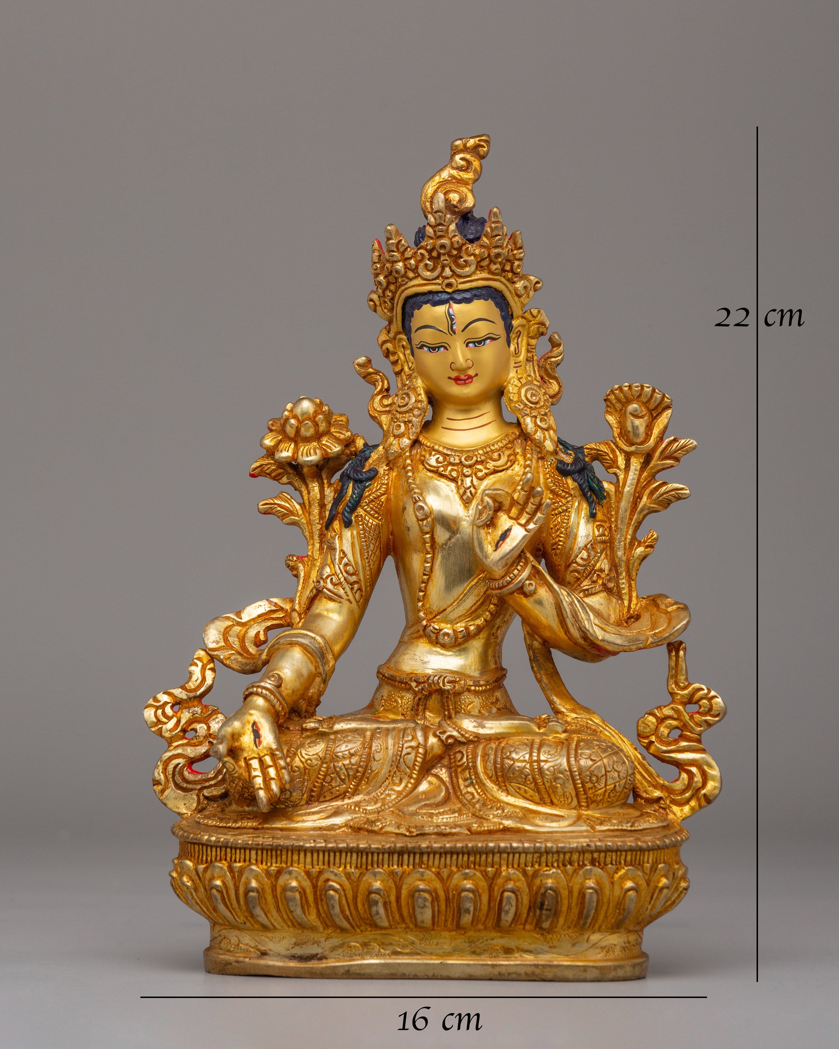 Handcrafted Altar White Tara Statue | Copper Body with 24K Gold Plating