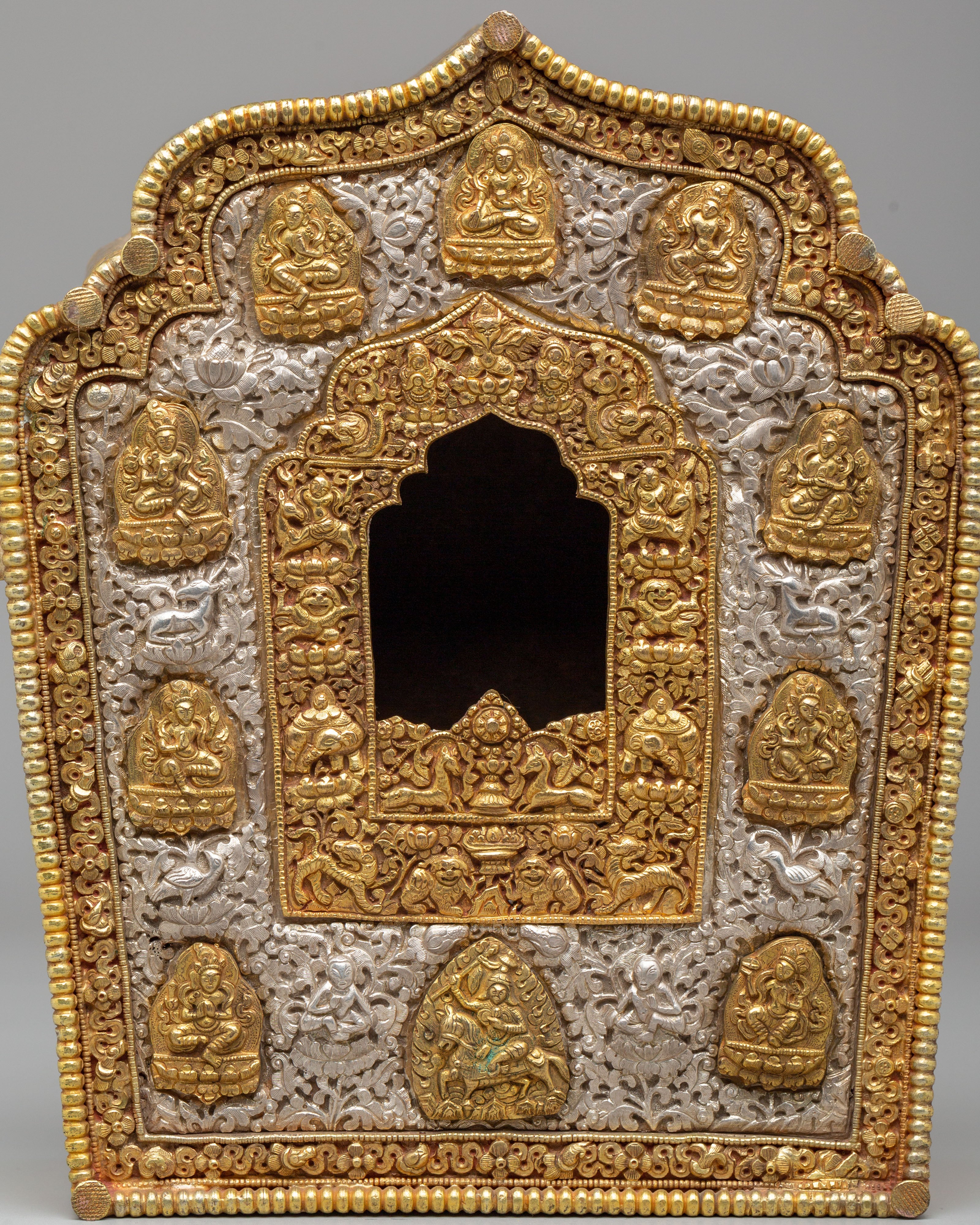 Deities Carved Ghau Box | Himalayan Amulet Box