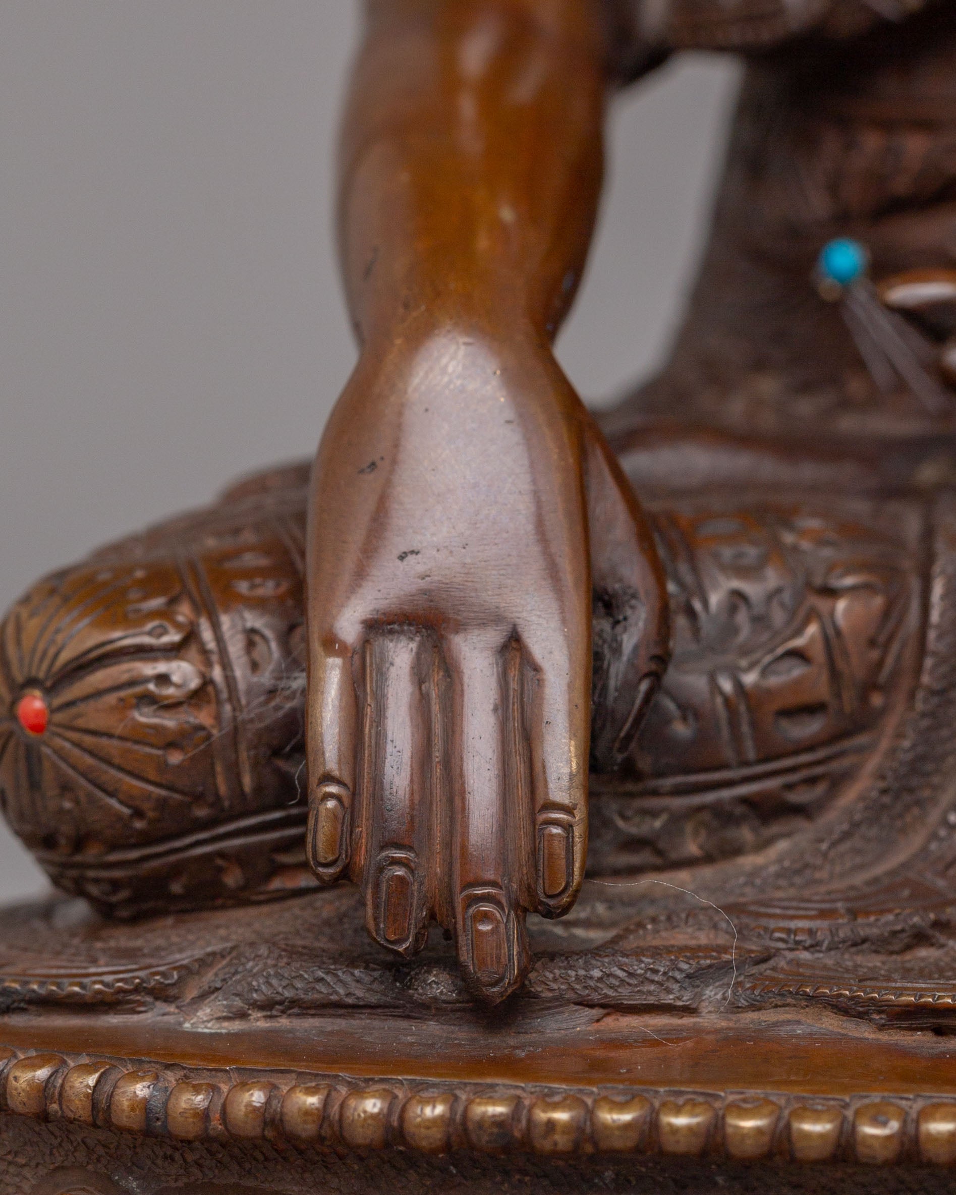 Handcrafted Shakyamuni Buddha Sculpture | Oxidized Copper Body with 24K Gold Plating