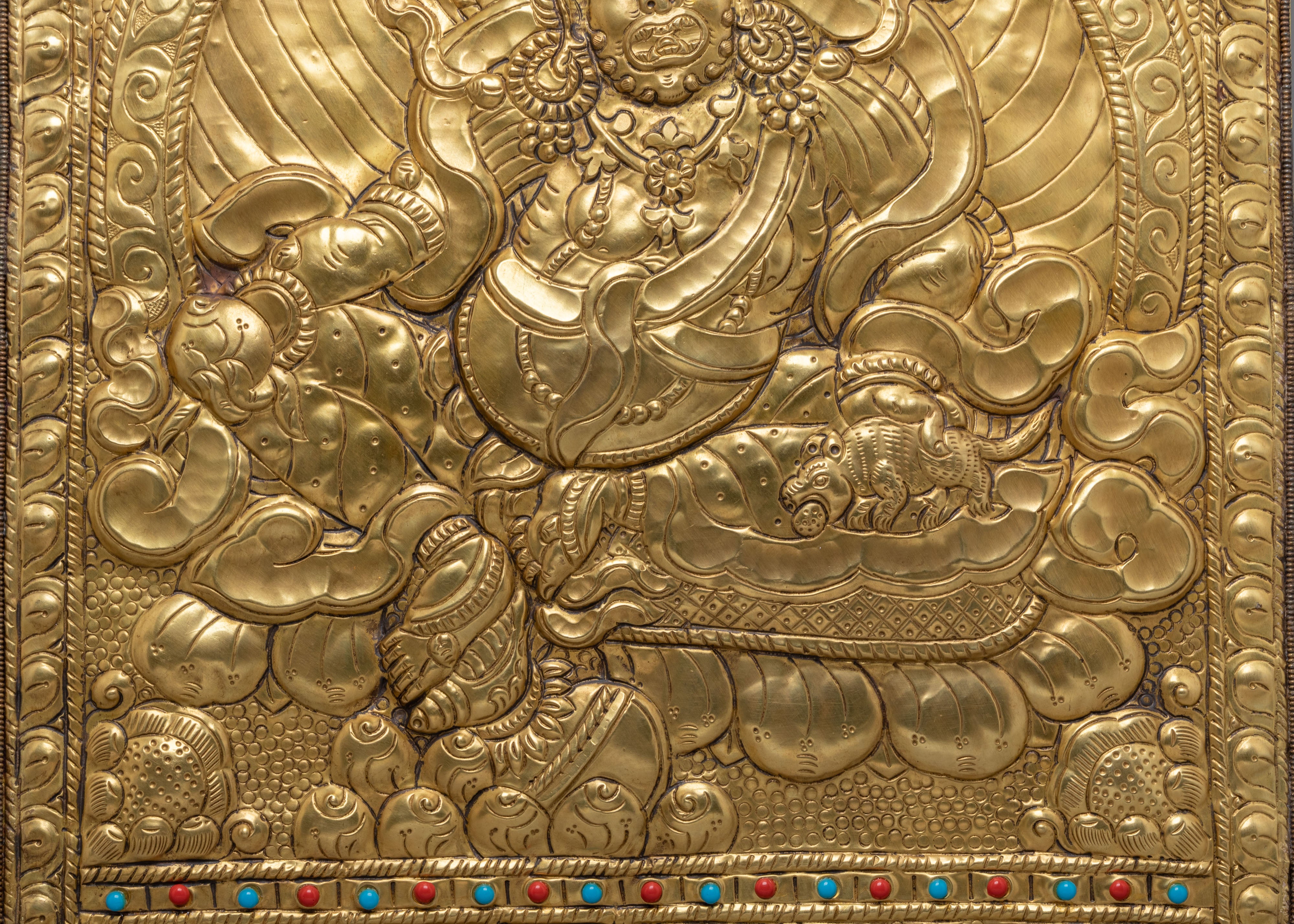 Buddhist Prosperity Deity Wall Hanging Art | Handmade Wooden Artwork
