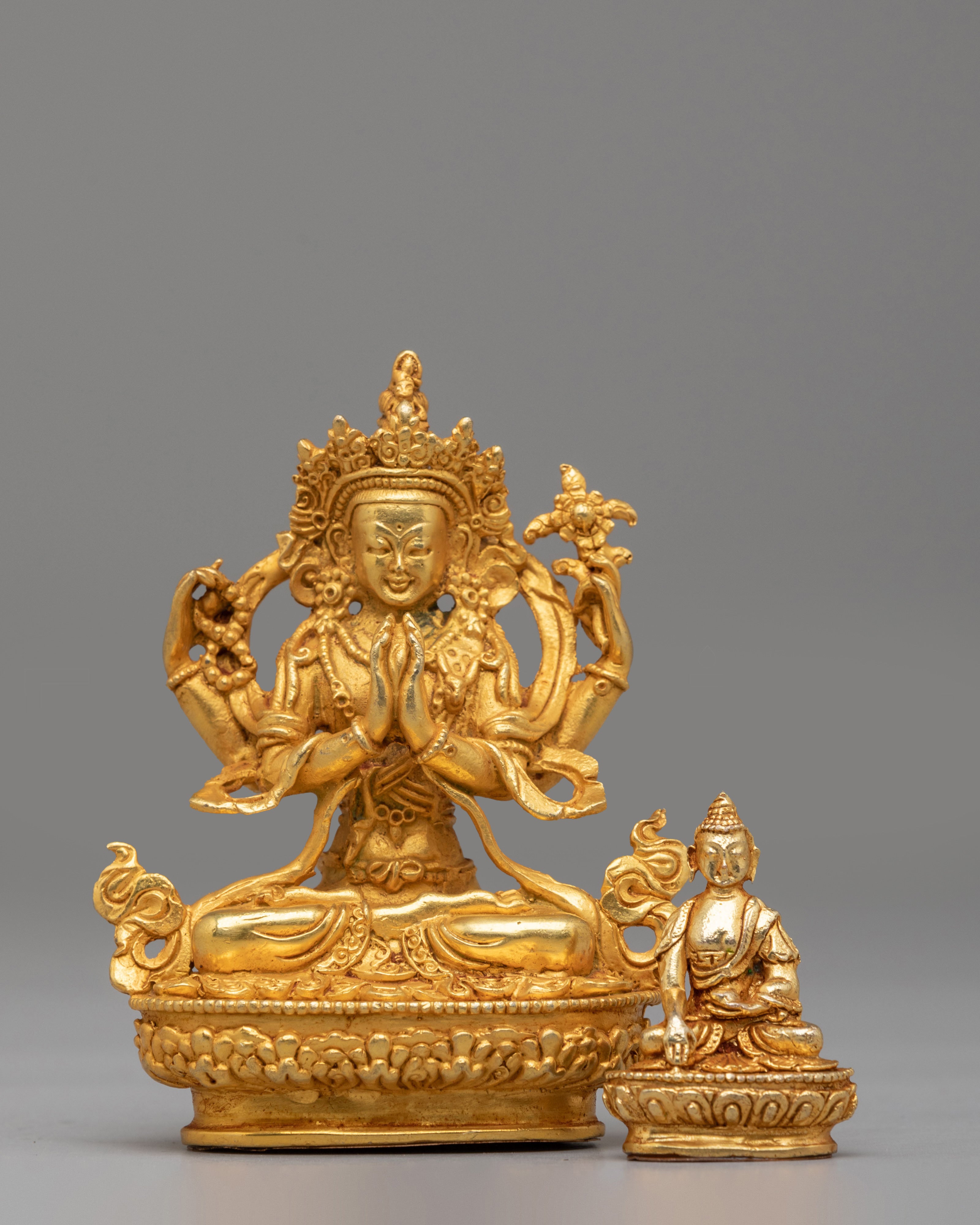 Sacred Chenrezig Buddhist Statue | Copper Altar Figurine