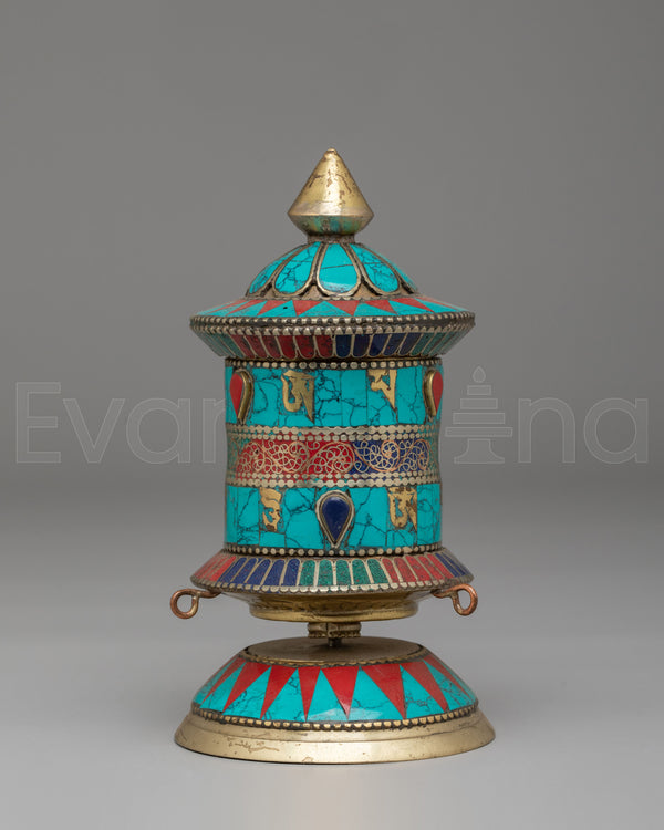 Tibetan Buddhist Prayer Spinner | Handcrafted Copper Body