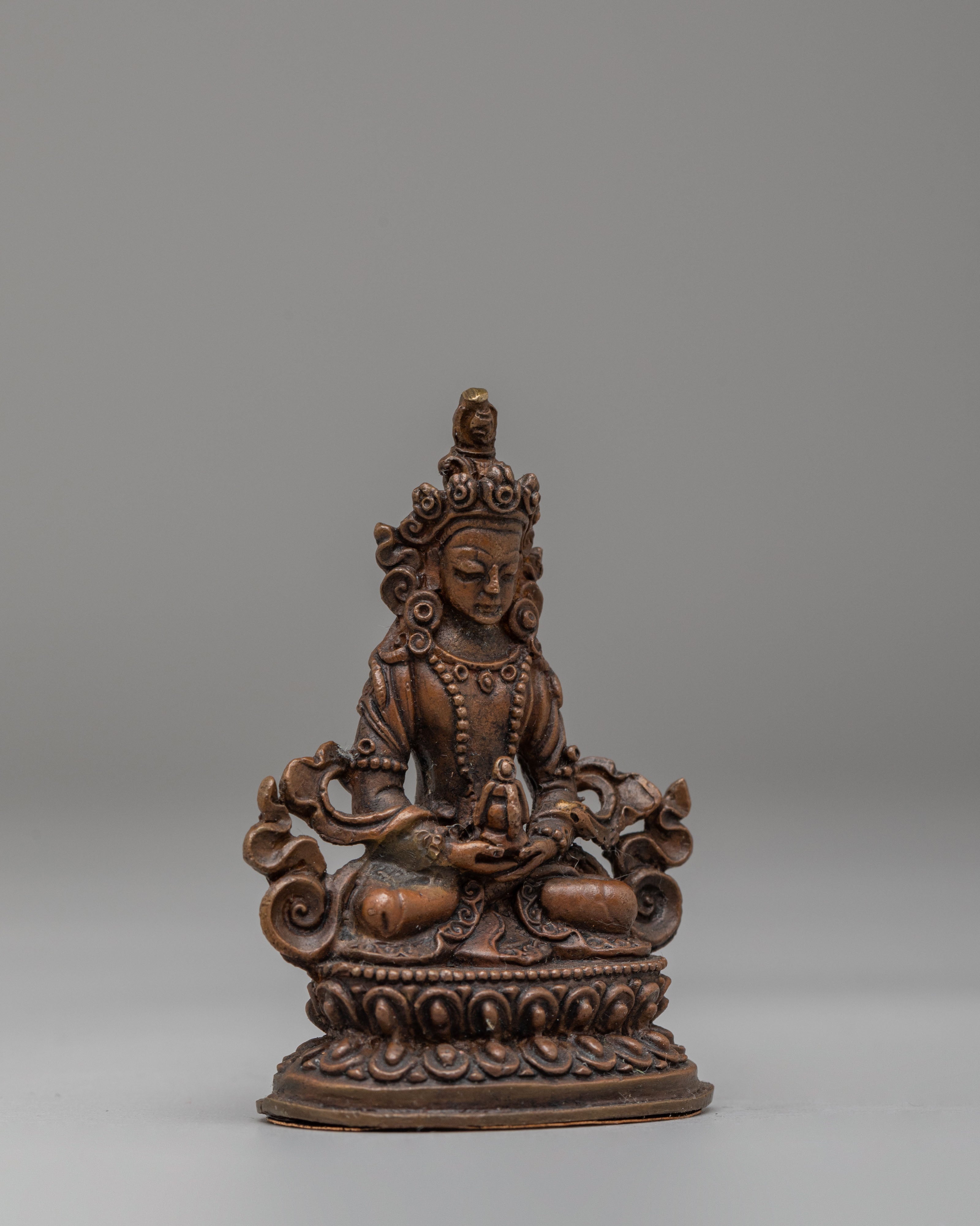 Himalayan Amitayus Buddha Statue | Handmade Oxidized Copper Sculpture