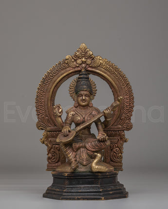 Sacred Divine Saraswati Veena Statue