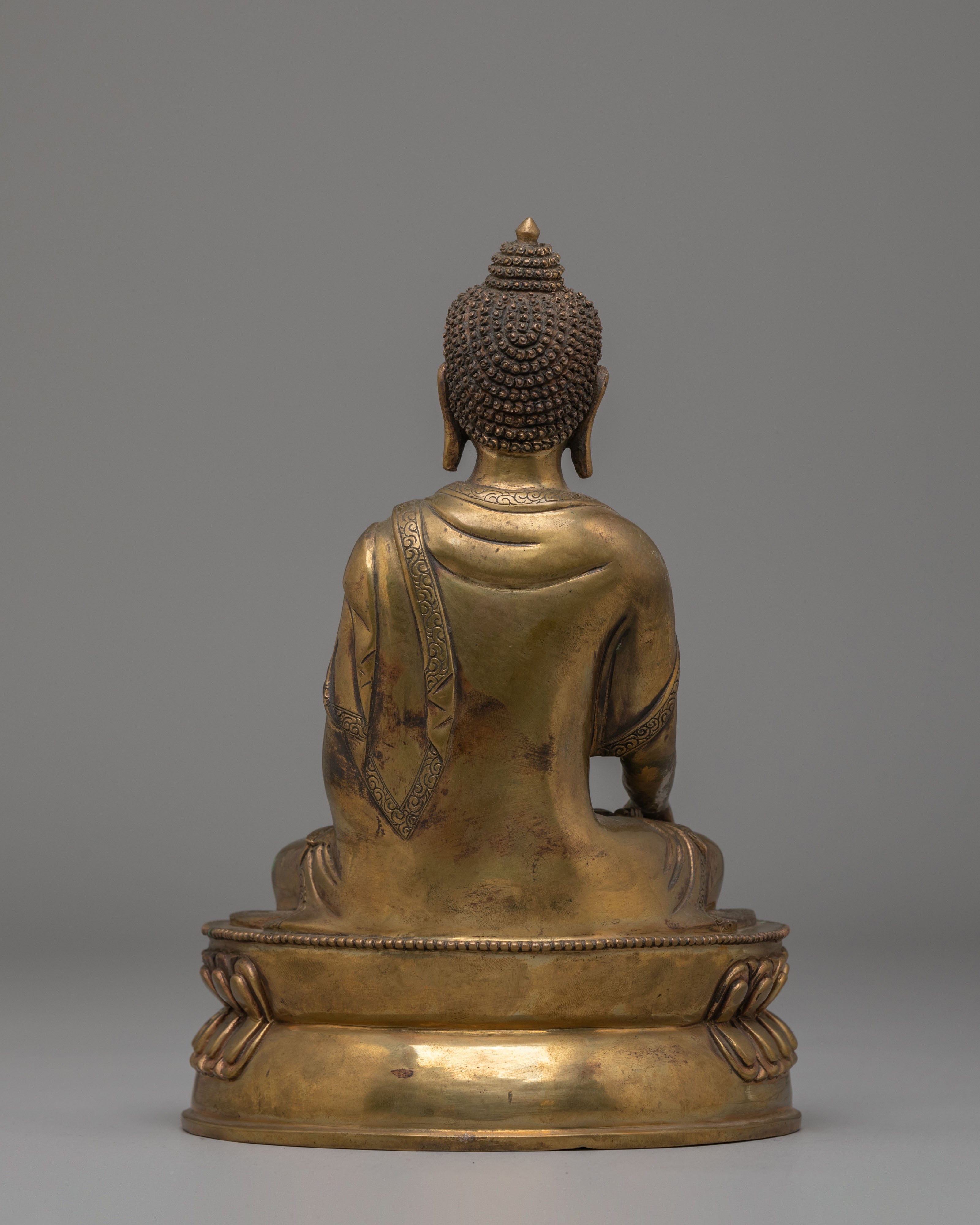Enlightened Shakyamuni Buddha Altar Statue | Handcrafted Copper Buddhist Sculpture