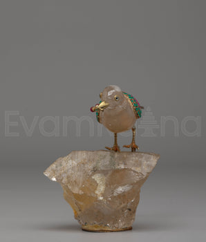 Handcrafted Bird Sculpture | Amethyst Crystal & Gold Plated Copper Decor