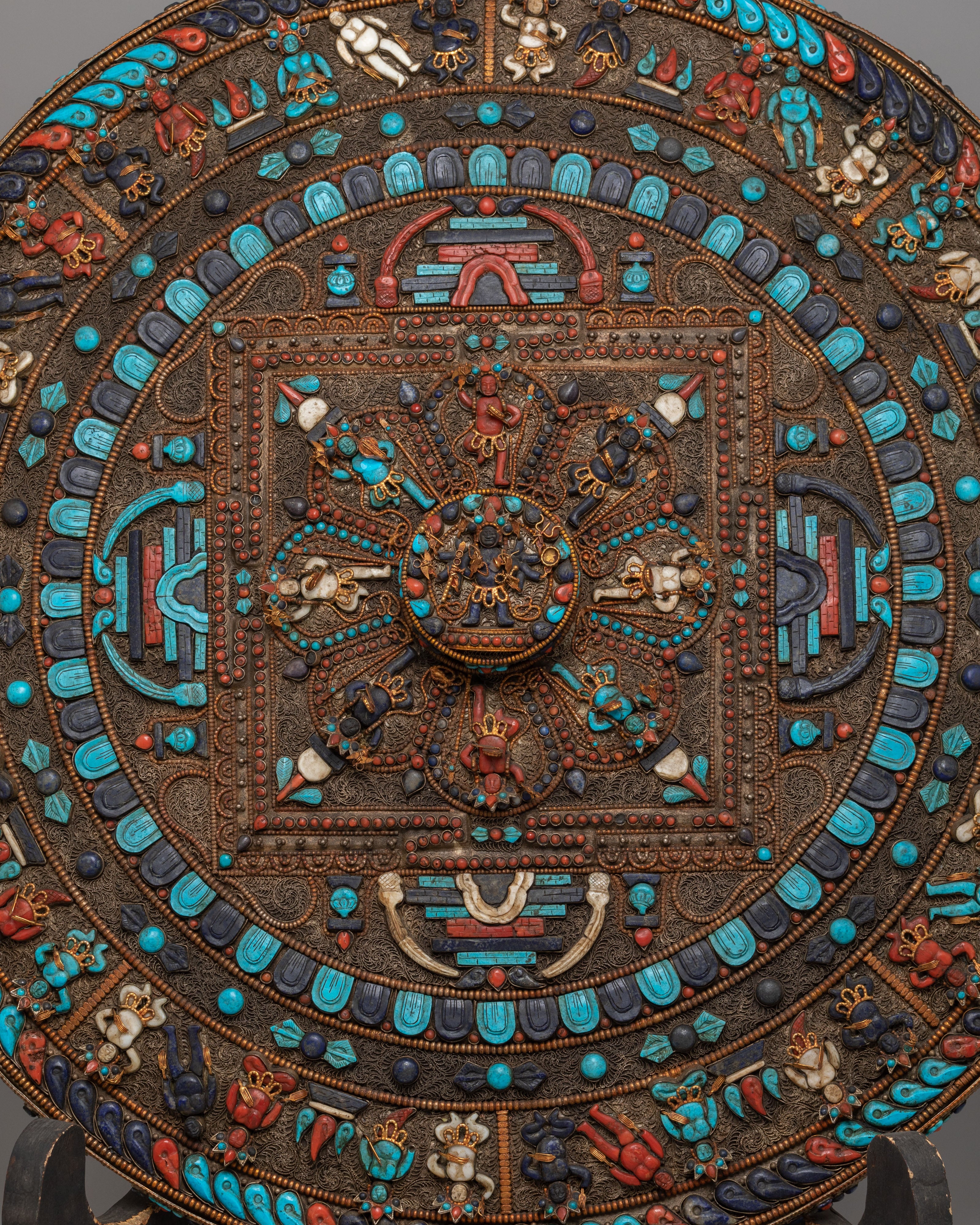 Tibetan Mandala Wall Art | Gemstone Mandala with Stand