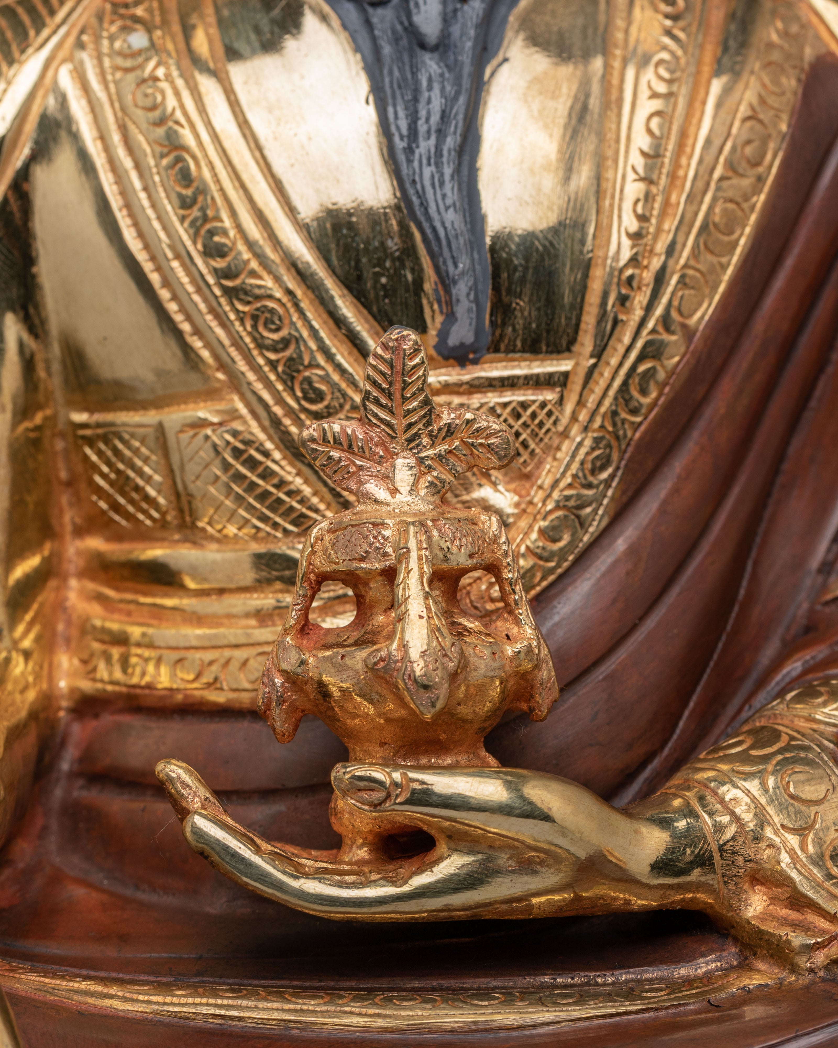 Traditional Buddhist Guru Shapdum Statue | Sacred Himalayan Artwork