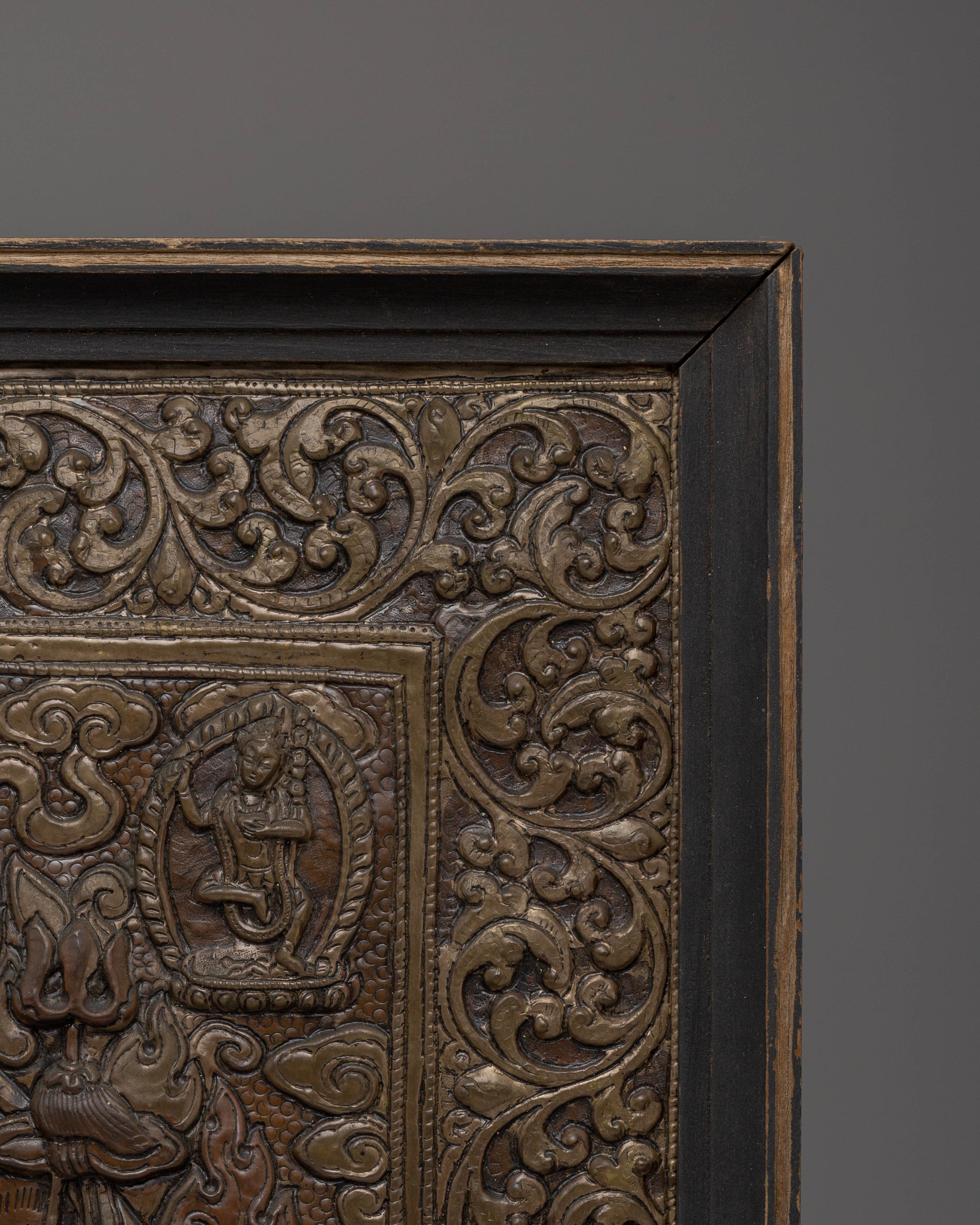 Handcarved Yama Wall Hanging | Tibetan Buddhist Copper and Wood Art