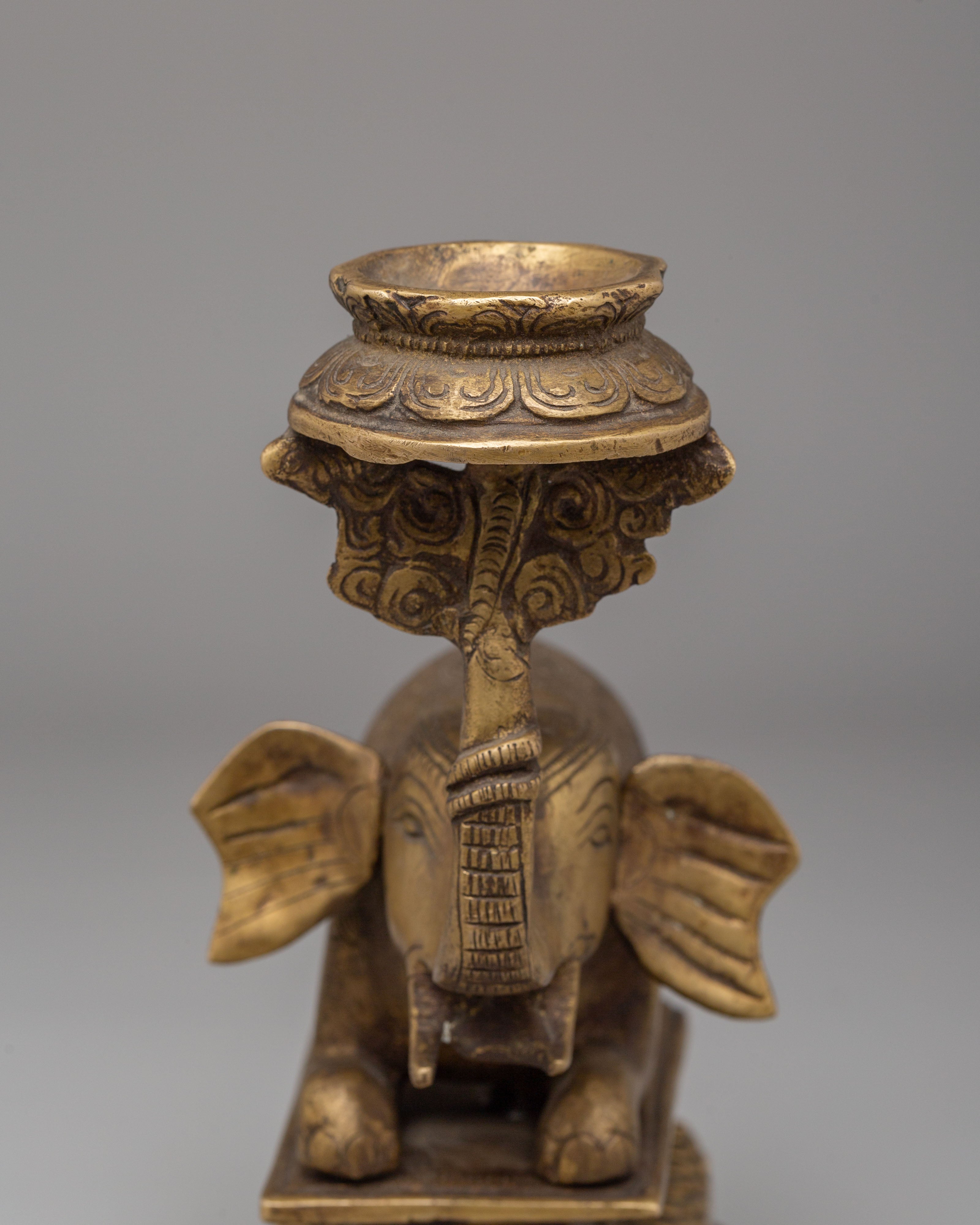 Brass Elephant Oil Lamp | Home Decor and Spiritual Practices