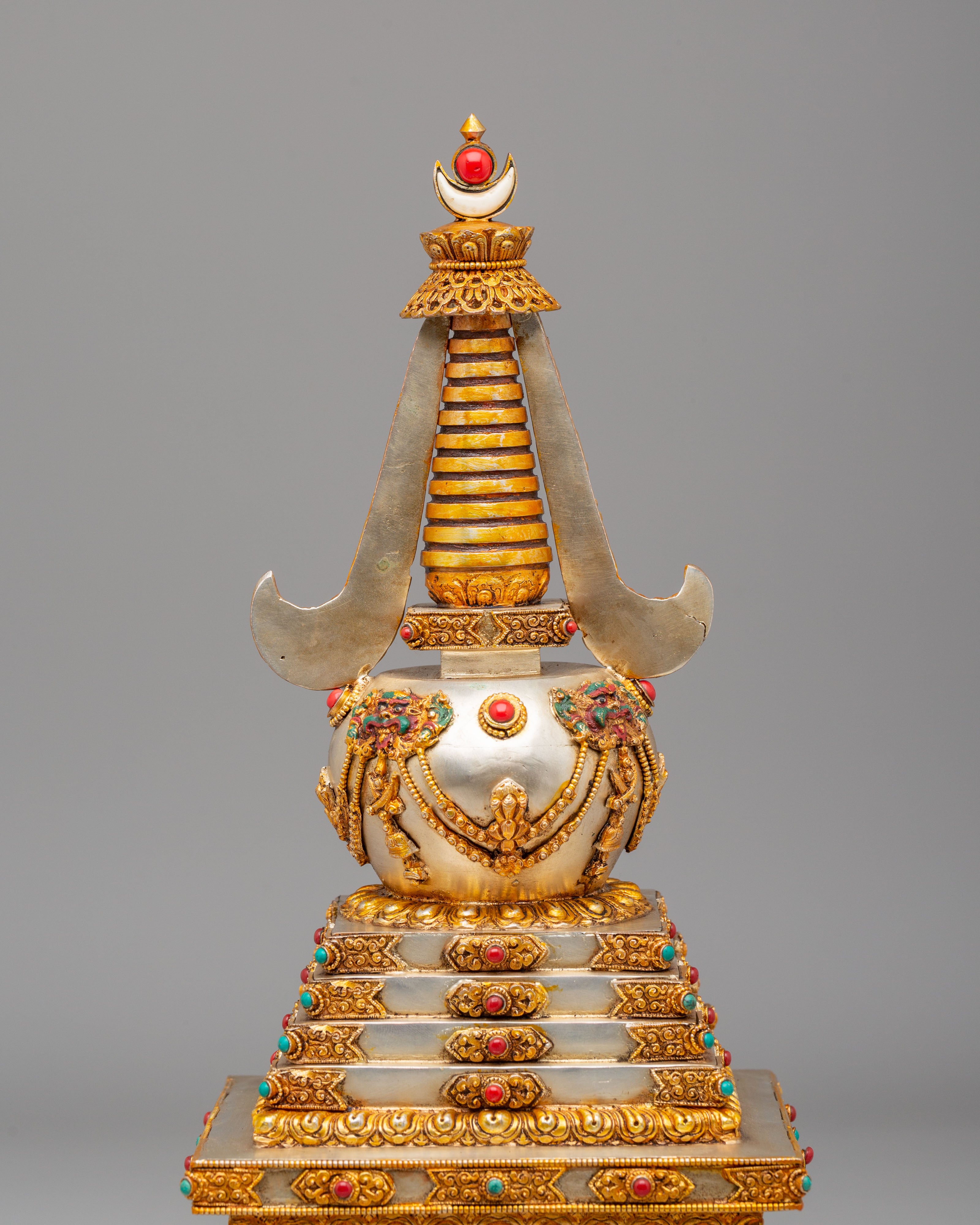 Traditional Enlightenment Chorten | Handcrafted Tibetan Stupa for Altar Decor