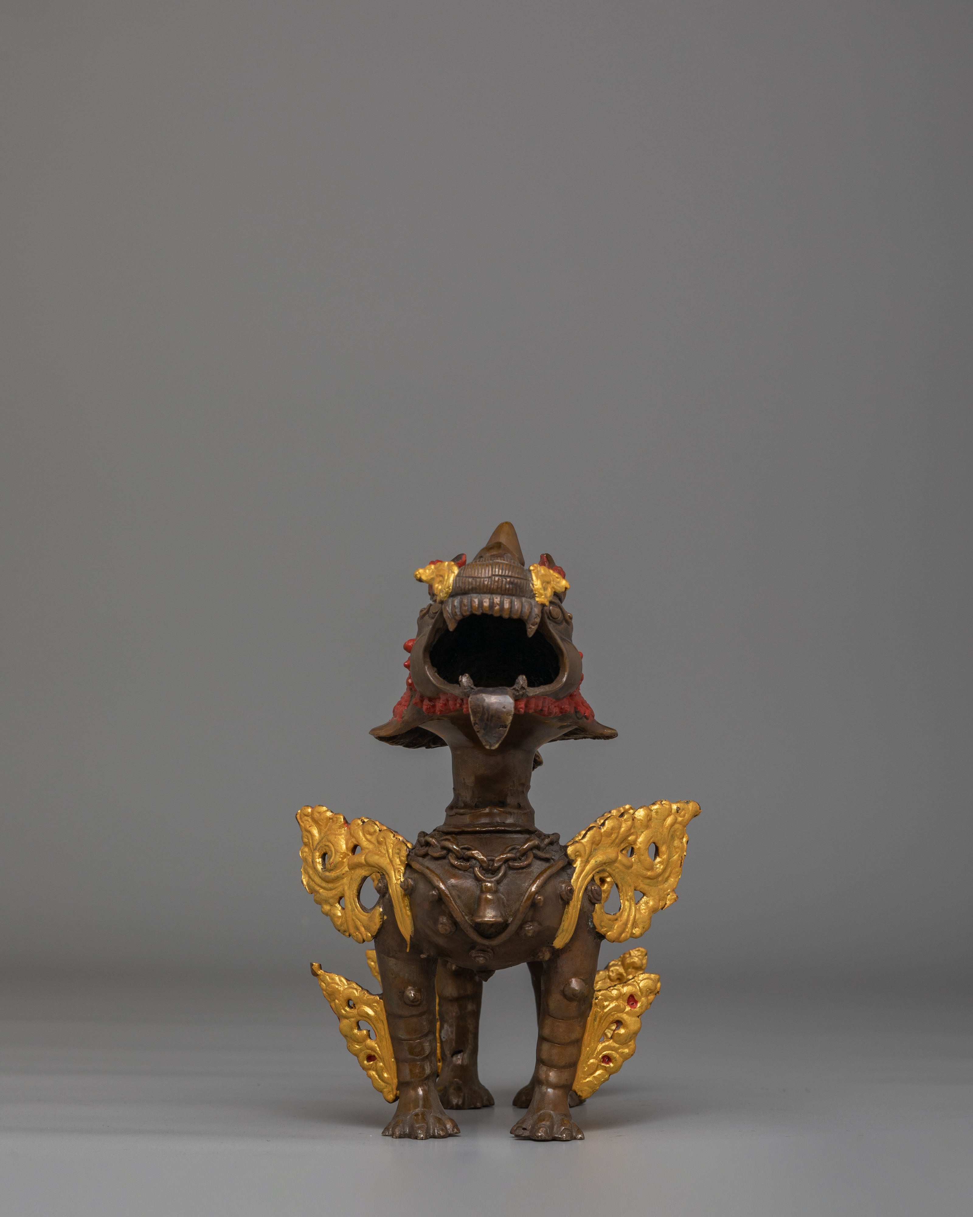 Himalayan Guardian Lion Statue Pair | Symbolic Lion Figurine Set for Spiritual Decor