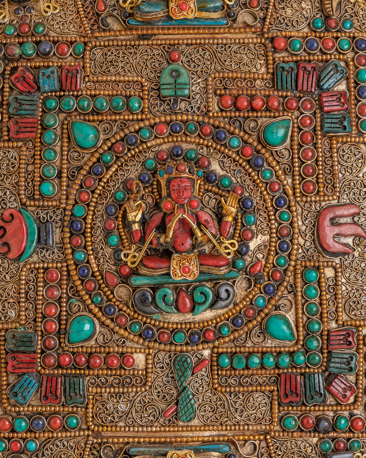 Four Armed Chenrezig Mandala Wall Art | Traditional Himalayan Artwork