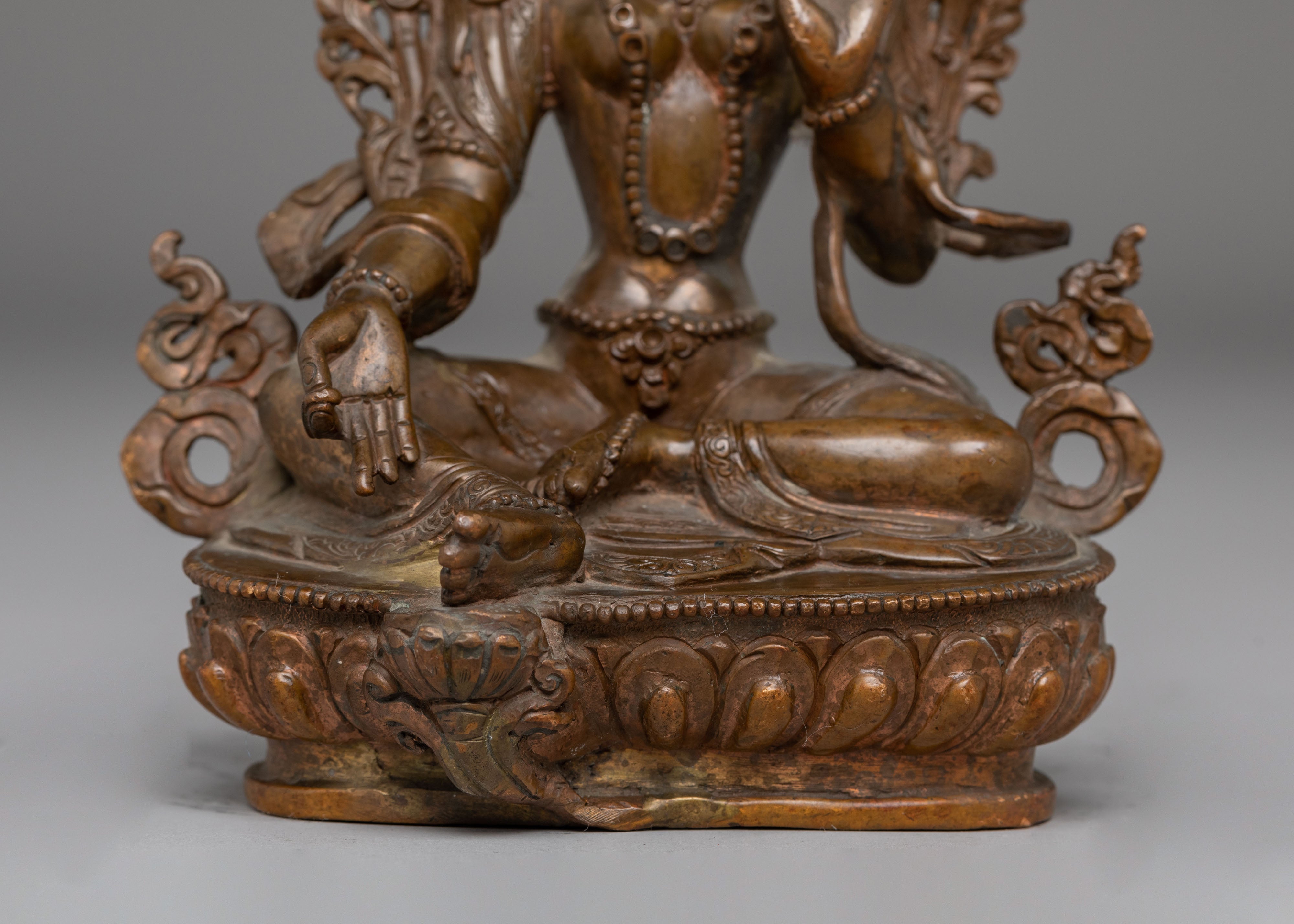Oxidized Copper Statue of Green | Mother of All Buddhas