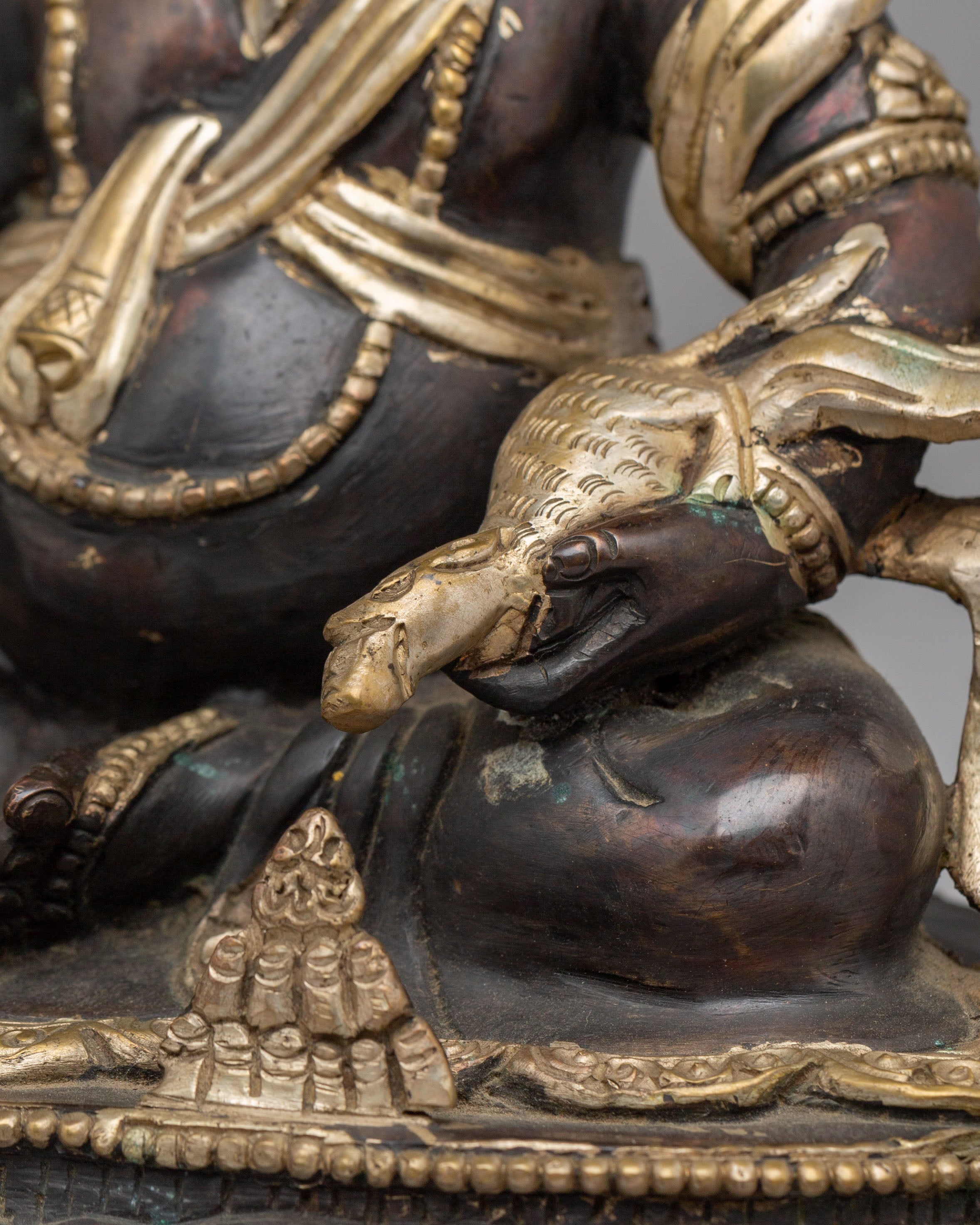 Handmade Wealth Deity Dzambhala Statue | Oxidized Copper Body With Silver Plating