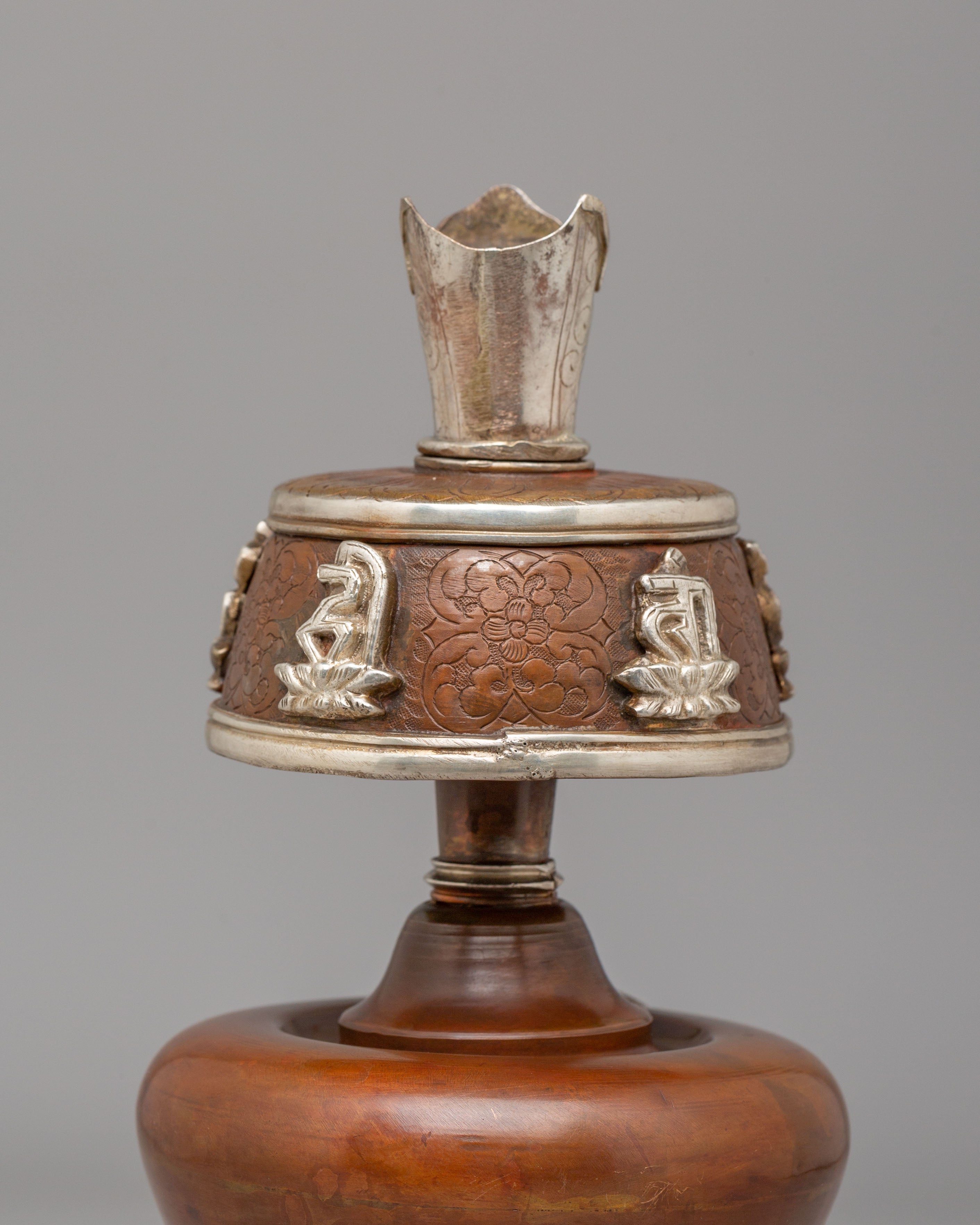 Spiritual Ceremonial Bhumba Pair | Tibetan Ritual Copper Silver Vessels
