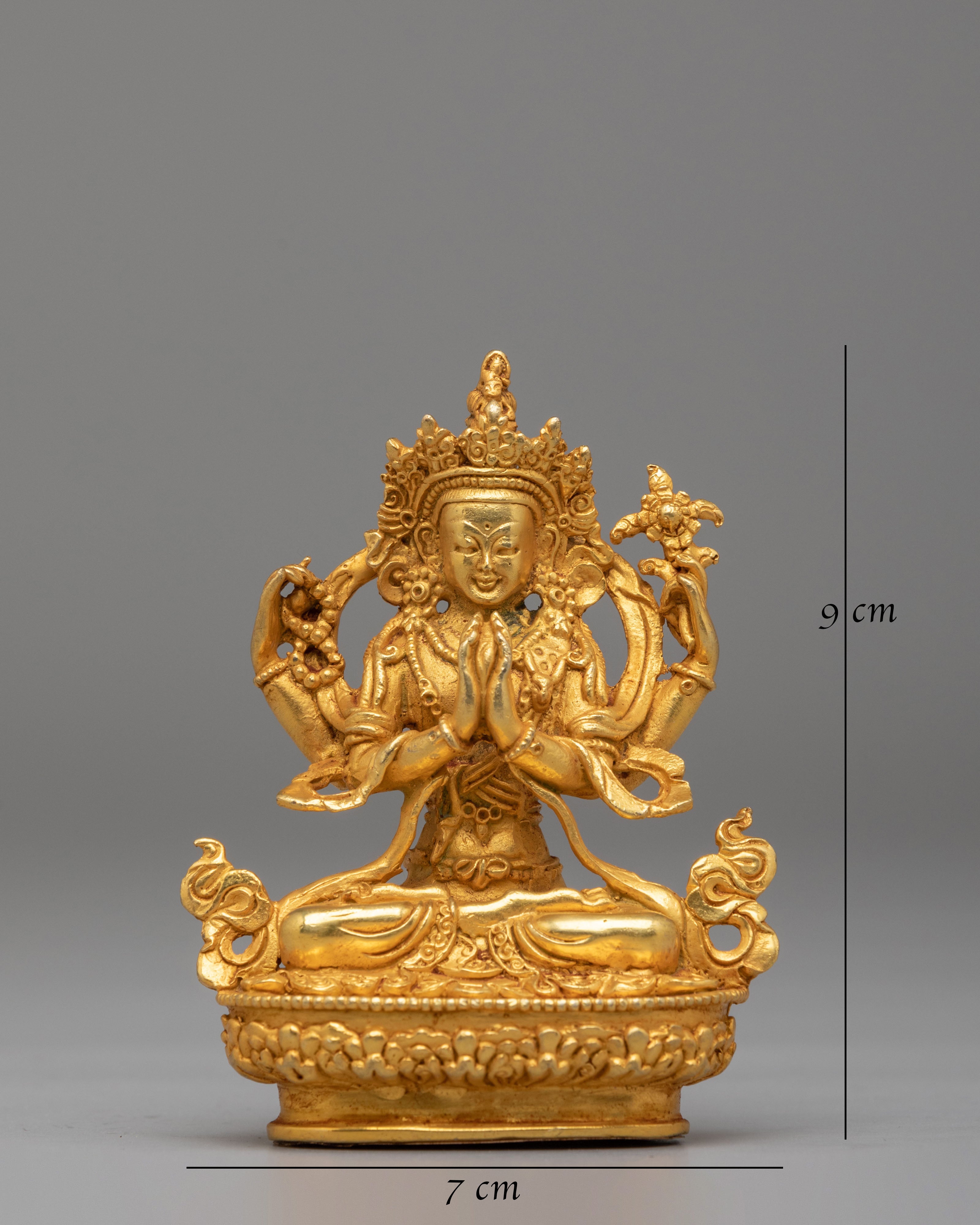 Sacred Chenrezig Buddhist Statue | Copper Altar Figurine
