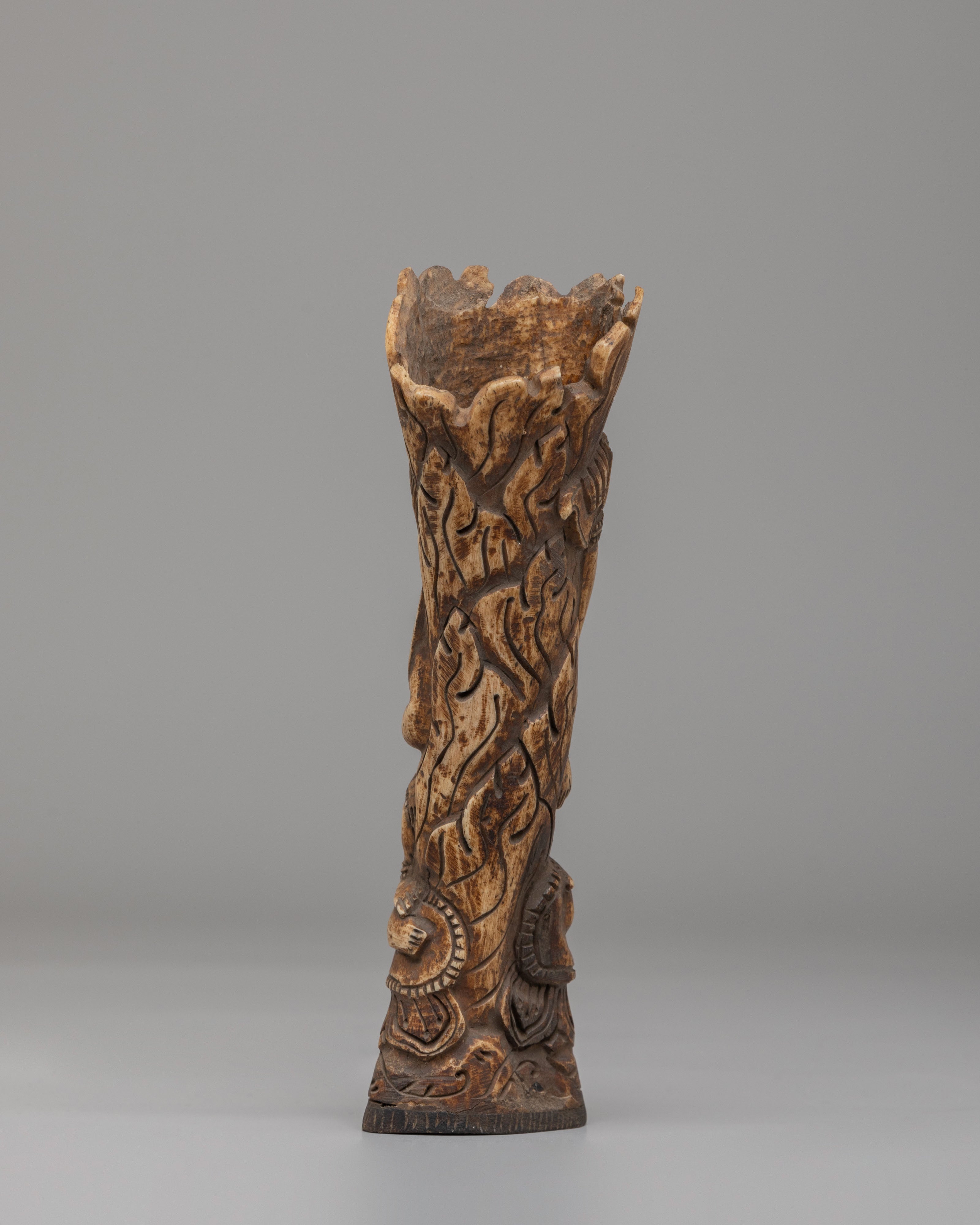 Handcrafted Mahakala Bone Stamp | Sacred Altar Art
