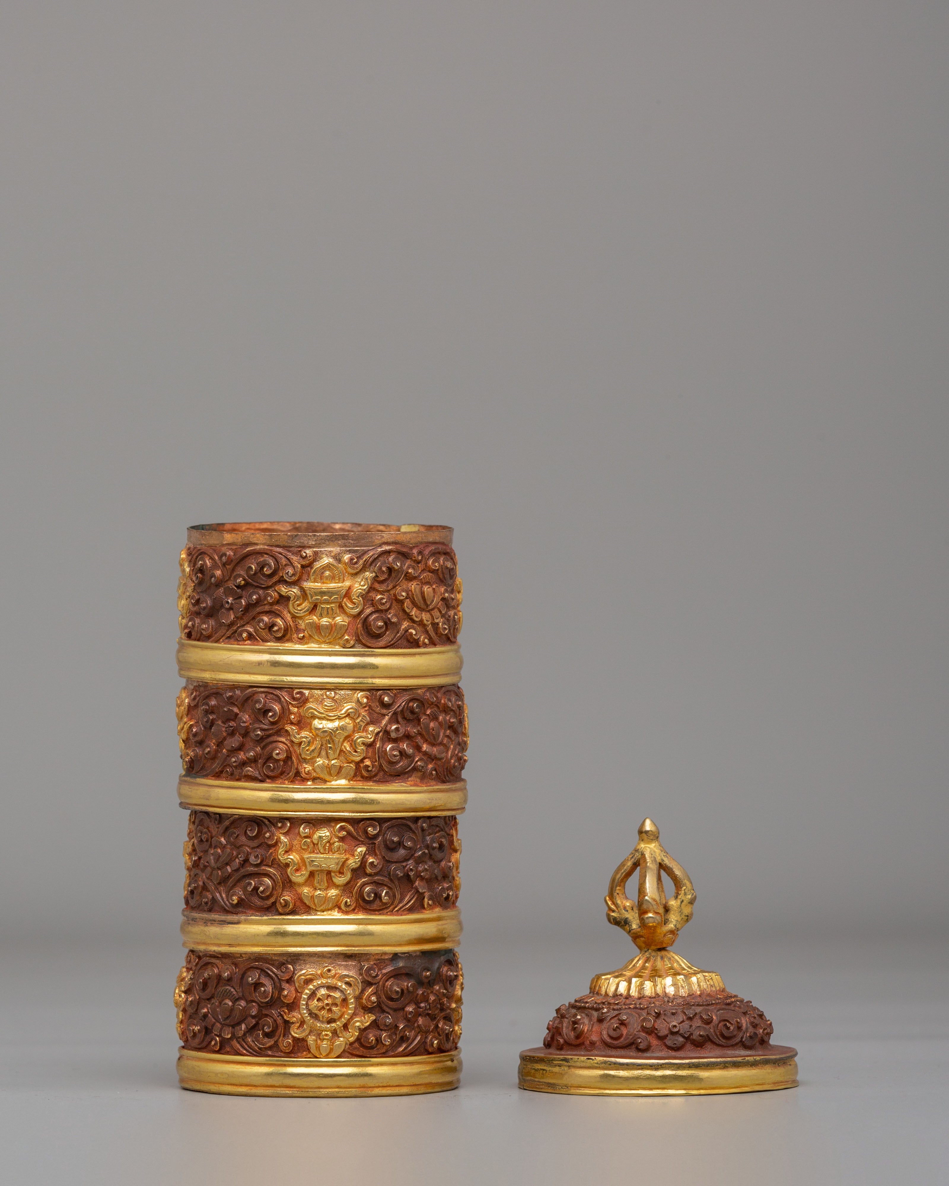 Traditional Buddhist Ritual Rice Pot | Handmade Tibetan Altar Vessel