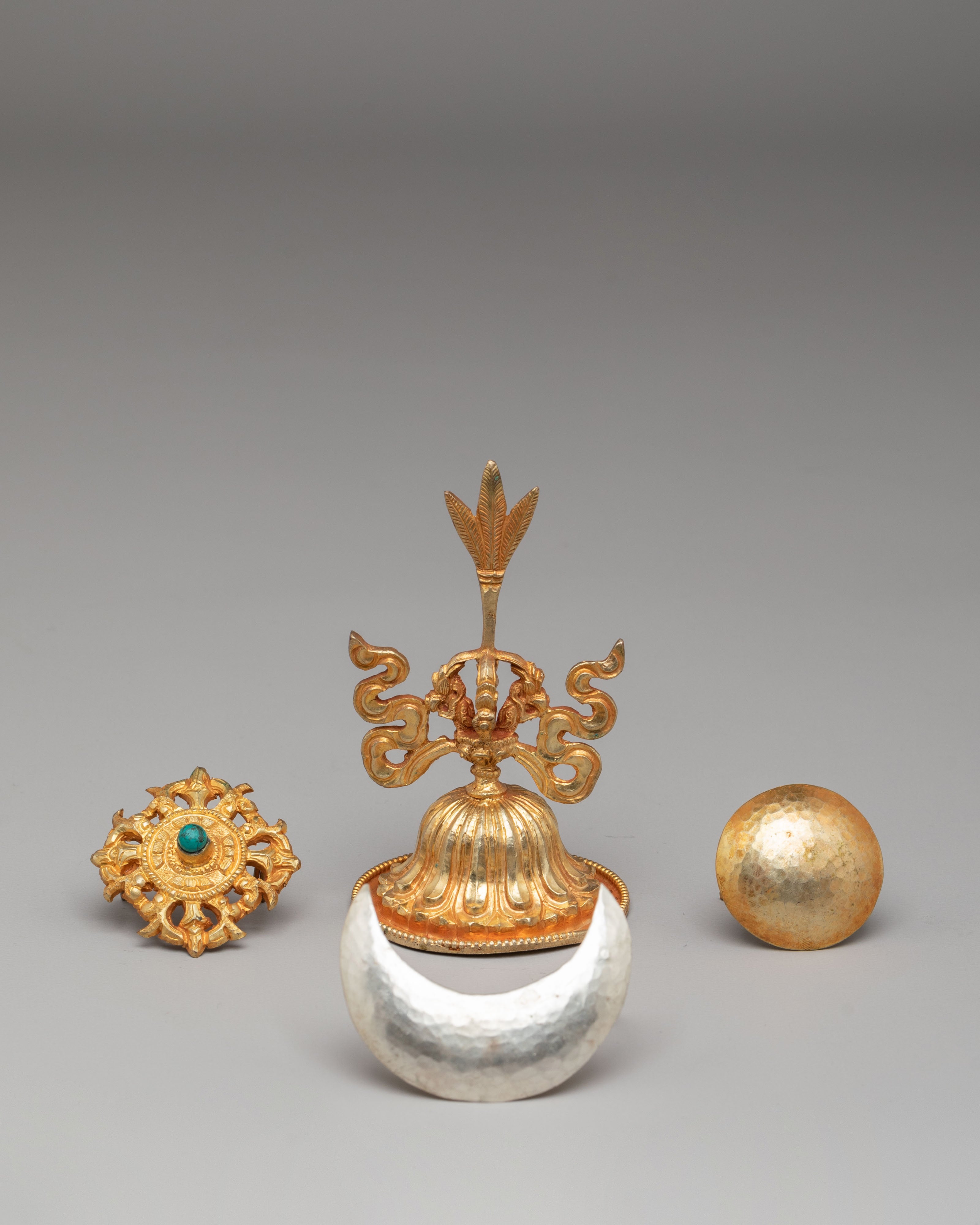 Tibetan Guru Crown Accessories | Handcrafted Copper, Gold & Silver Plated Vajra Crown