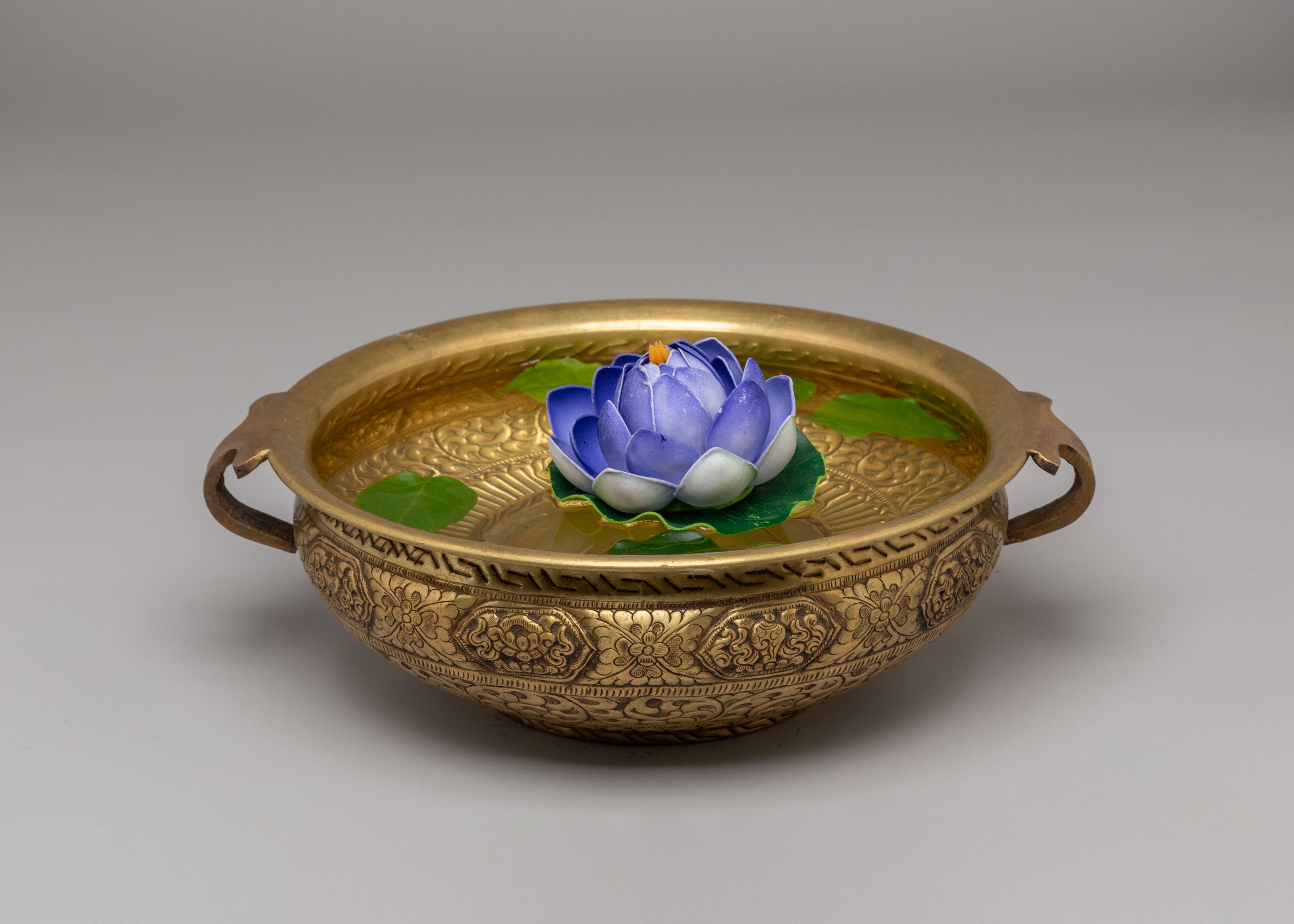 Himalayan Decorative Urli Bowl | Vessel with 8 Auspicious Symbols for Altars & Rituals