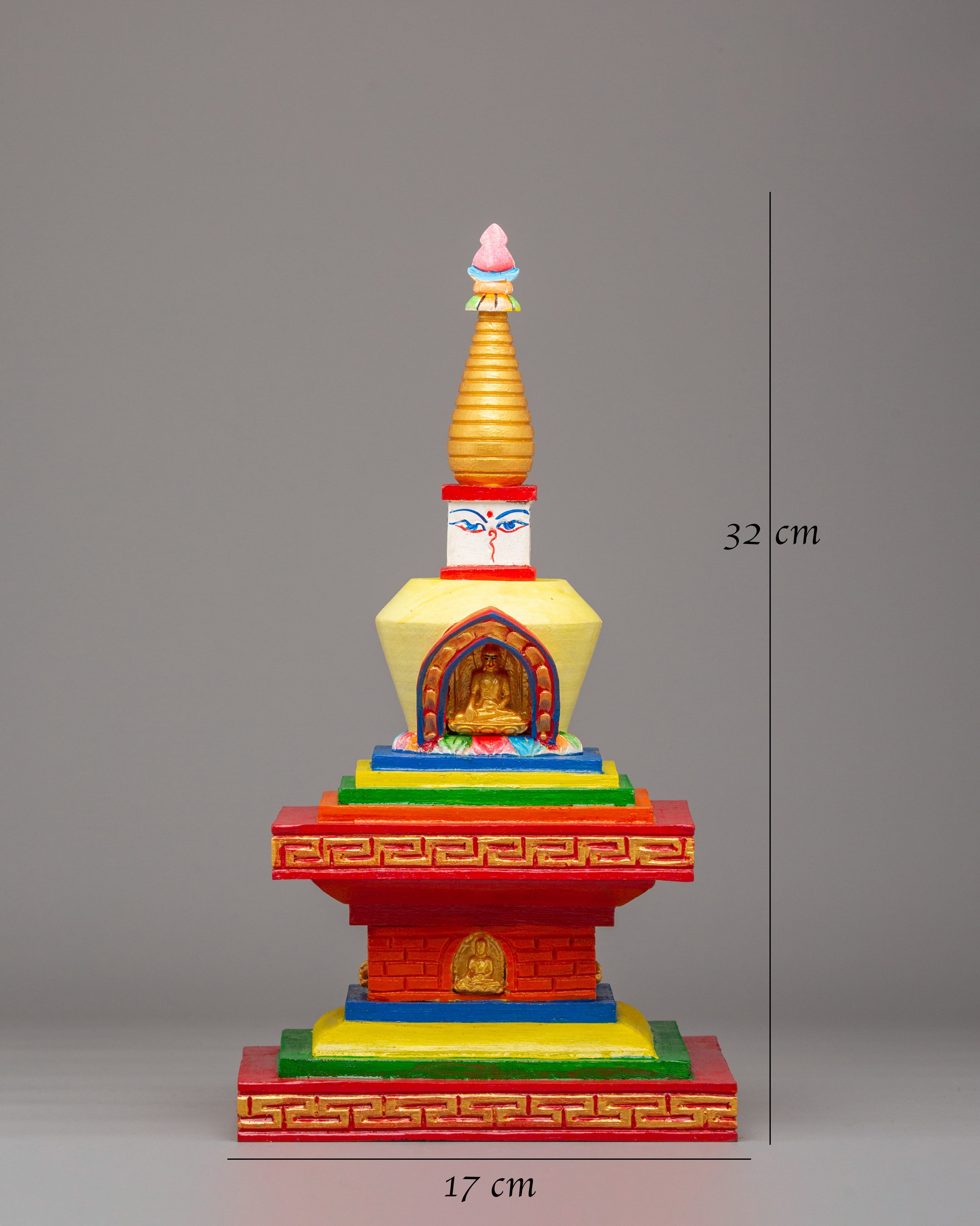Sacred Enlightenment Stupa | Handcrafted Wooden Stupa for Meditation