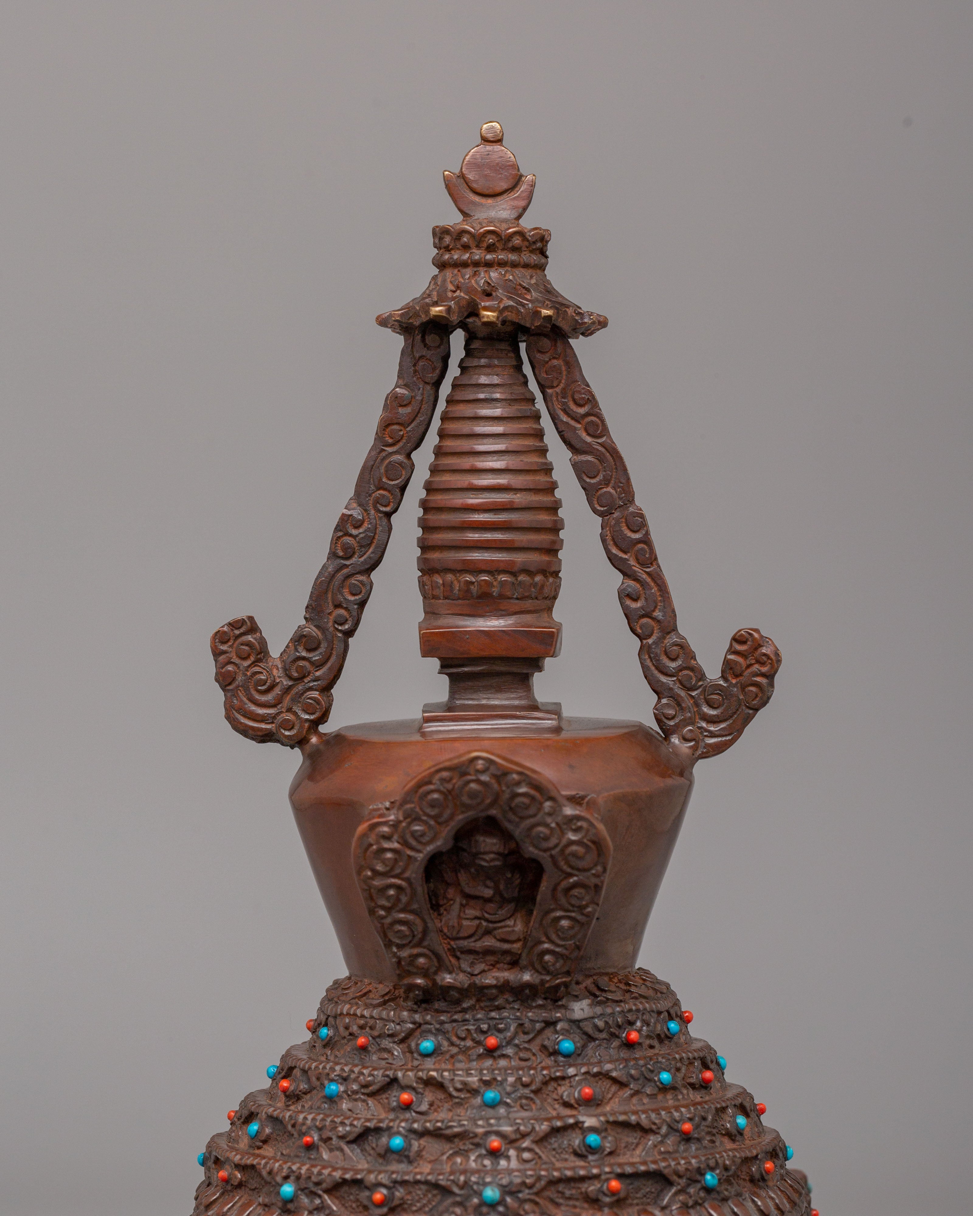 Handmade Lotus Blossom Stupa for Altar | Sacred Home Decor
