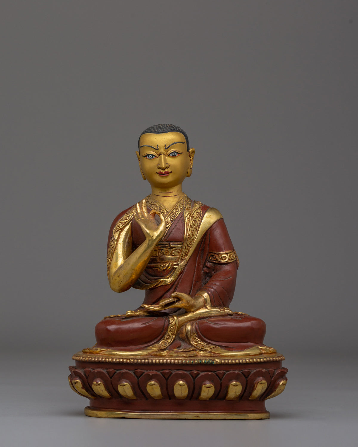 Handcrafted Sacred Tsongkhapa Set Statue | Tibetan Spiritual Artwork