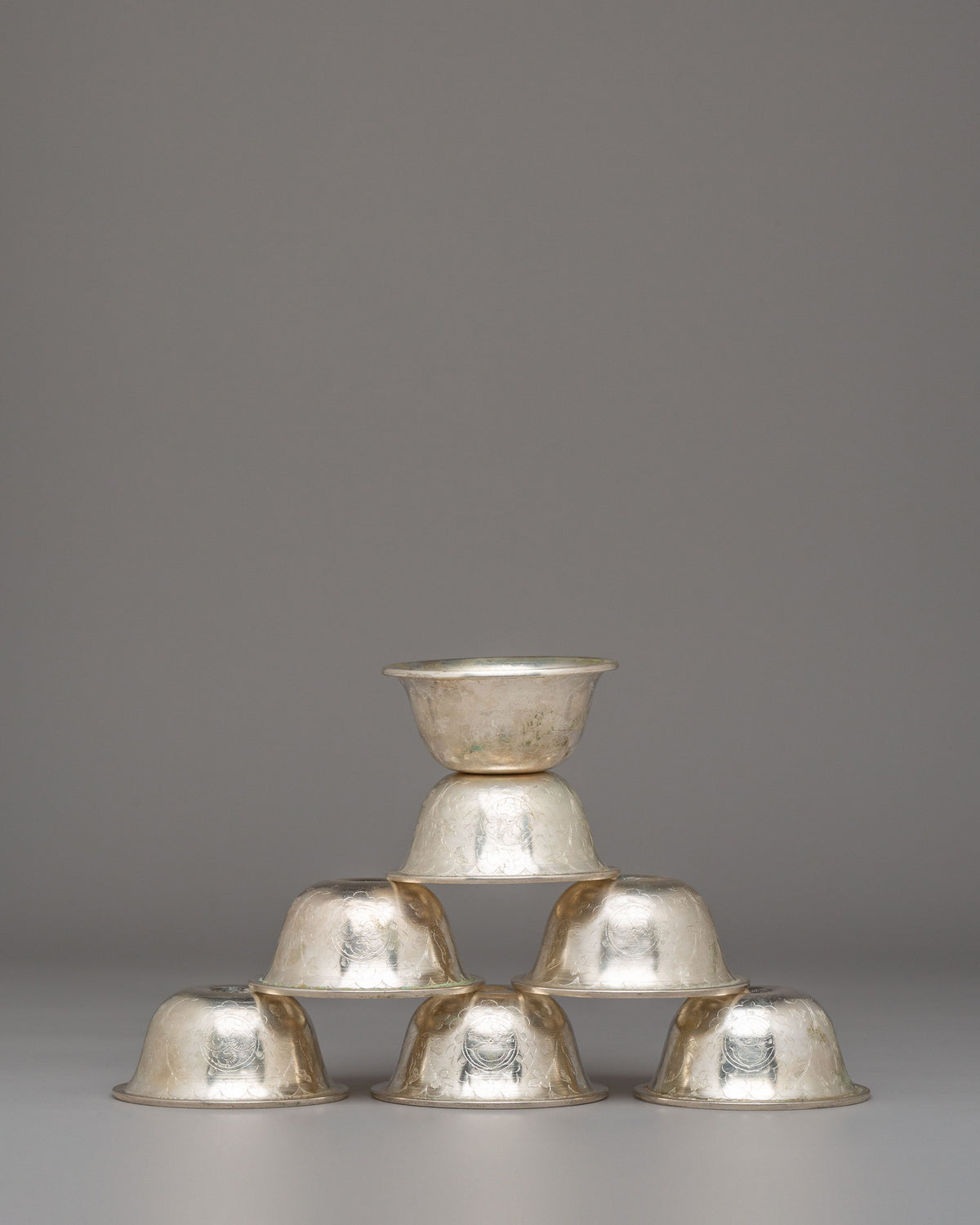 Tibetan Offering Bowl for Altar Use | Silver-Plated Meditation Offering Bowls