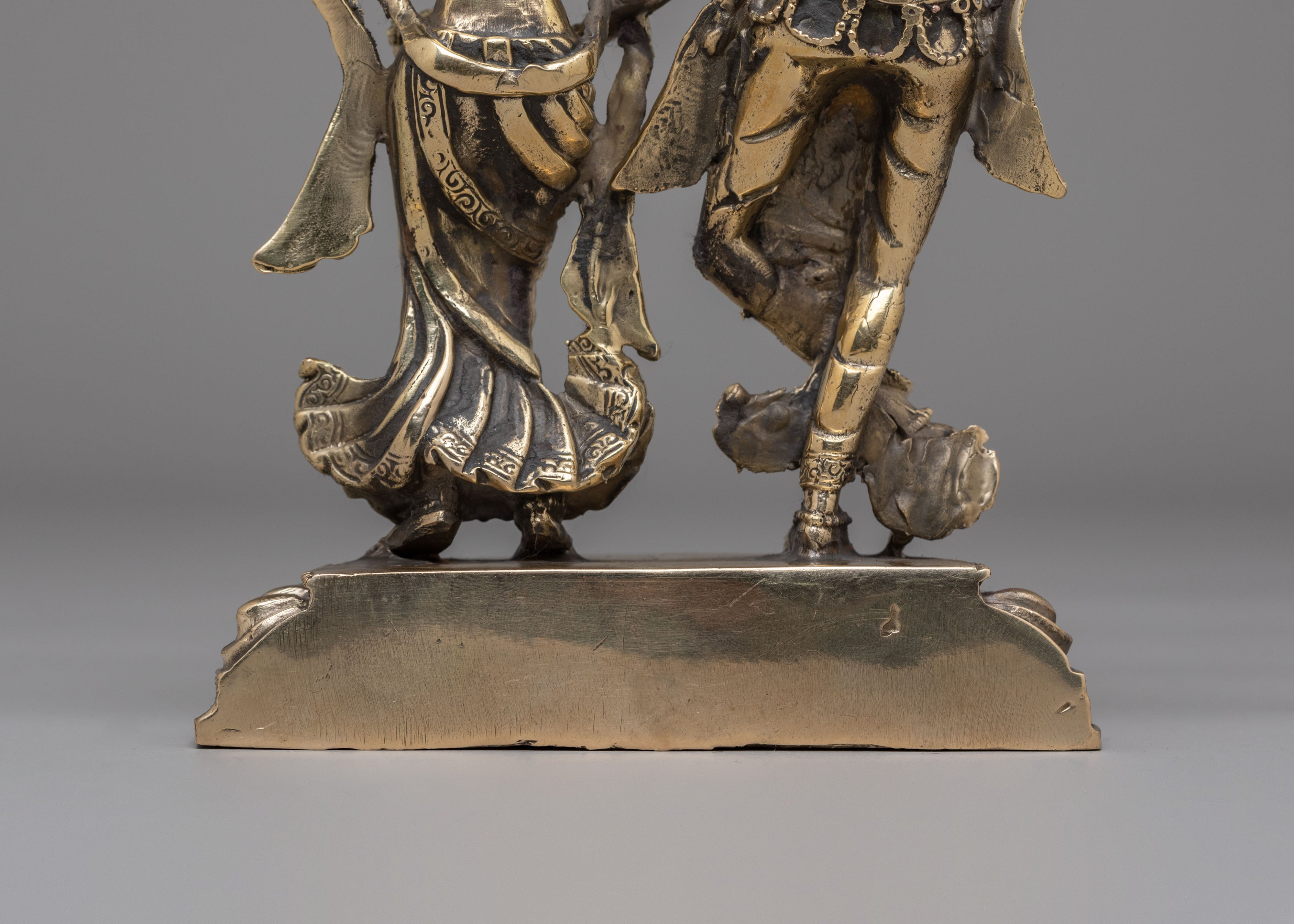 Spiritual Krishna And Radha Statue | Brass Hindu Deity Sculpture
