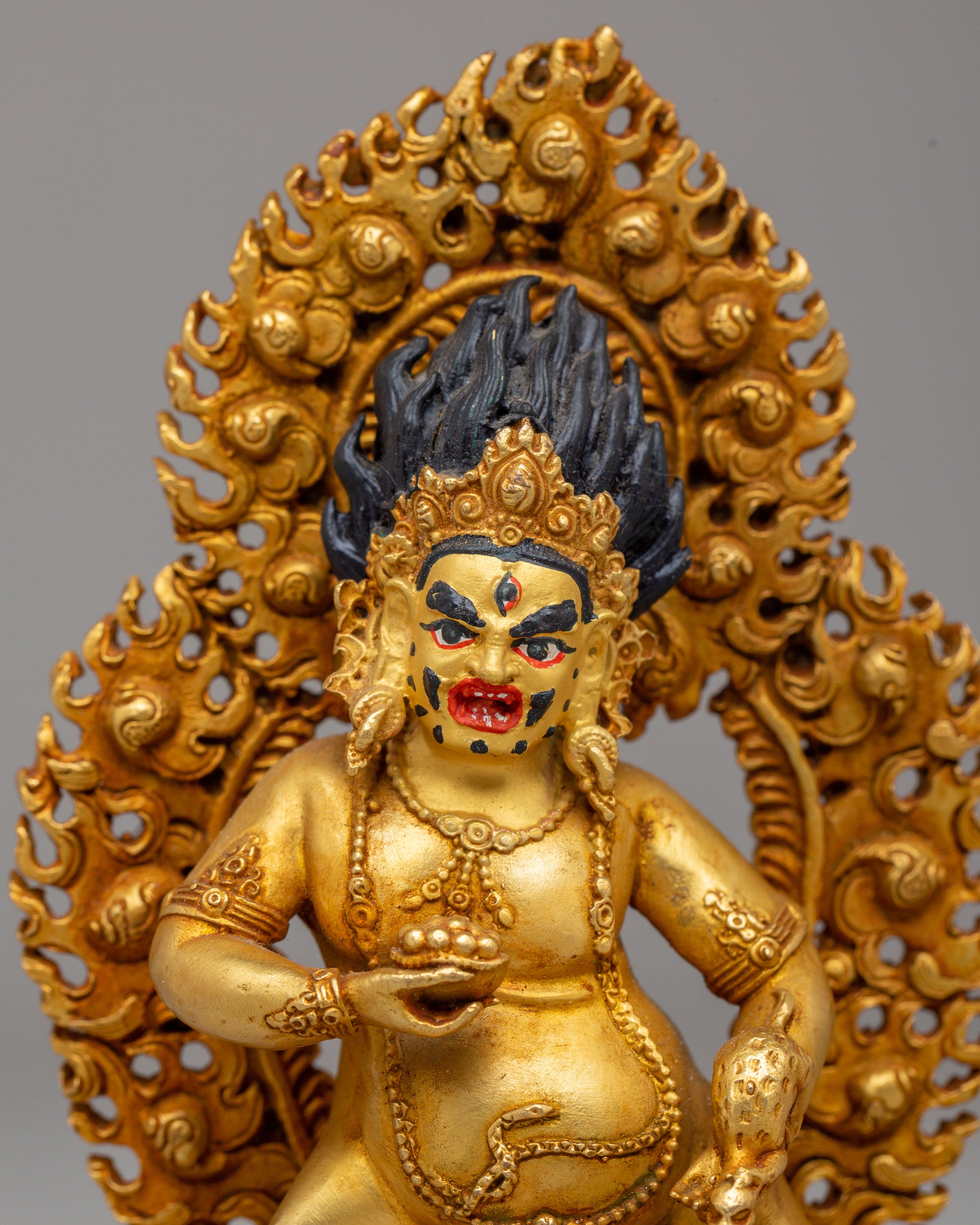 Black Dzambhala Protector Deity Statue | Tibetan Wealth Deity