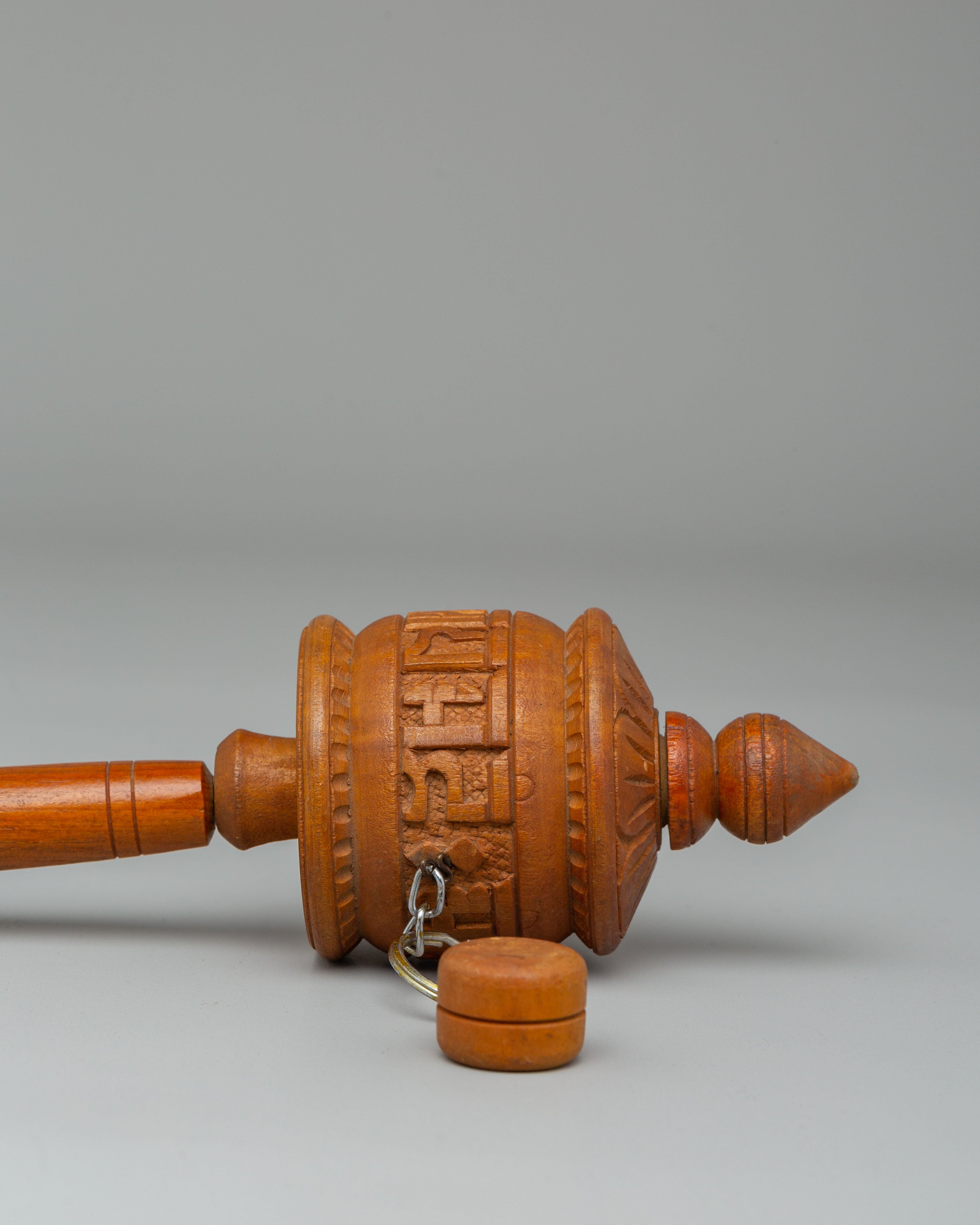 Wooden Himalayan Ritual Prayer Wheel | Buddhist Spiritual Decor for Prayer