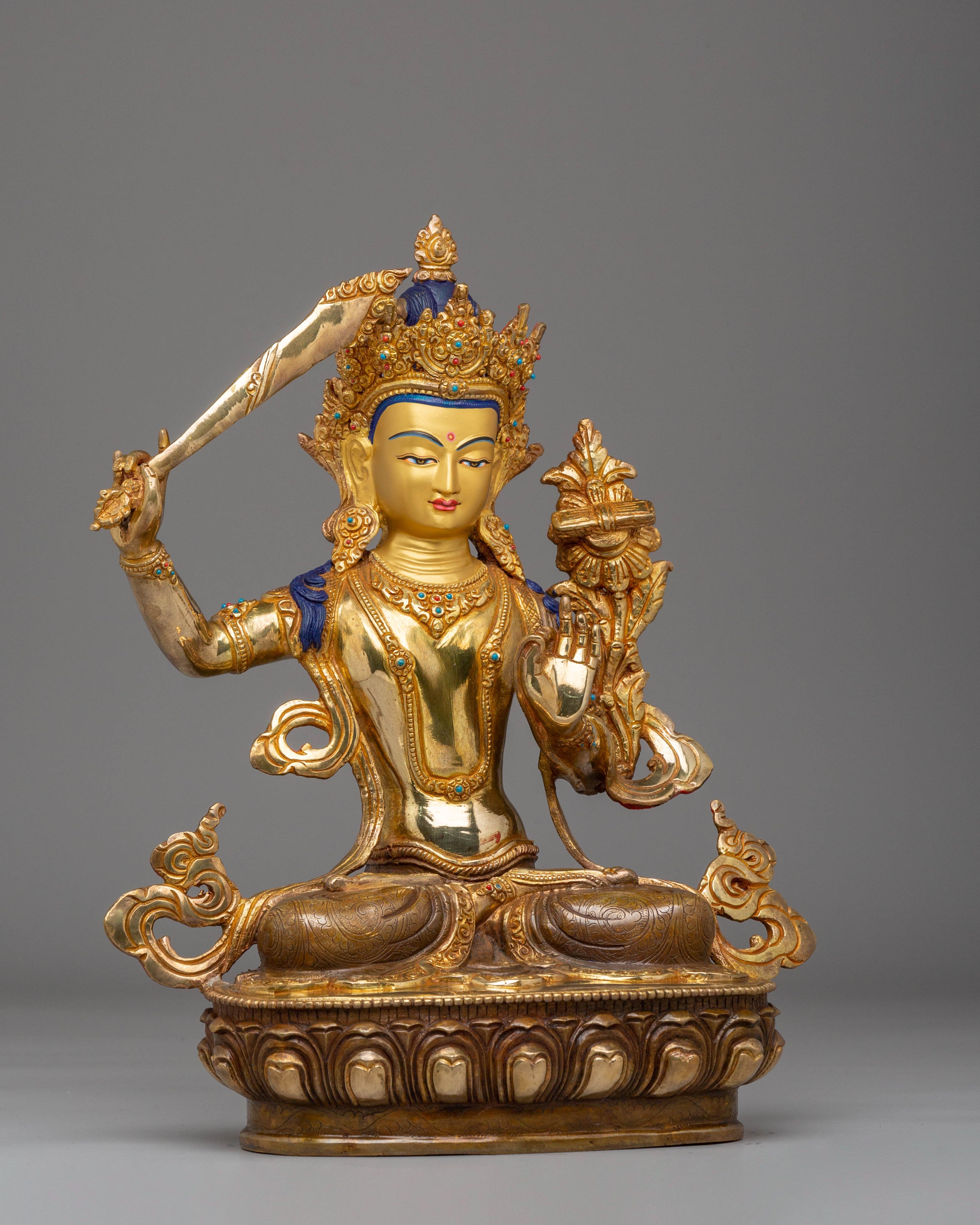 Manjushri Handmade Copper Statue | Buddhist Bodhisattva of Wisdom