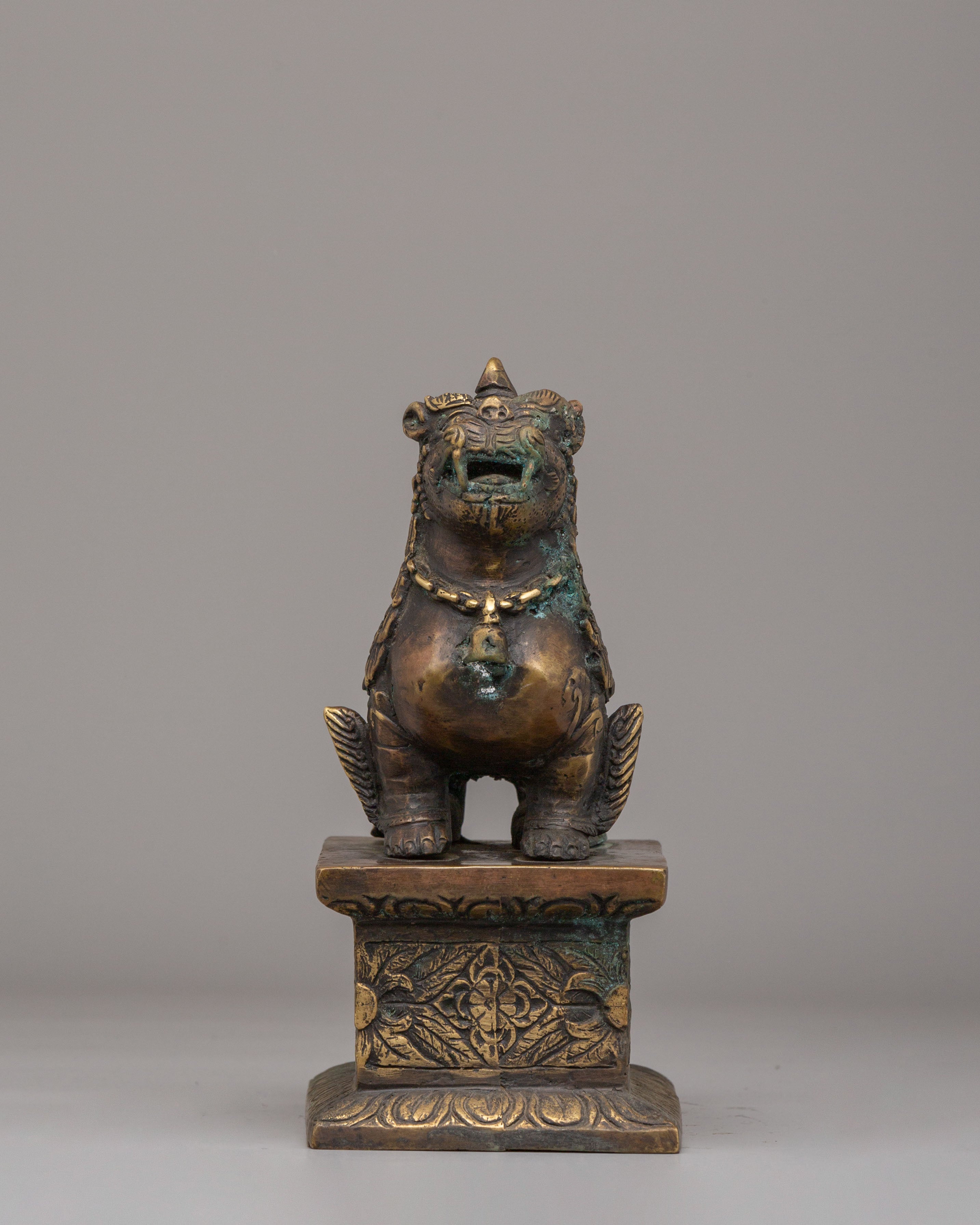 Buddhist Guardian Lion Sculpture Set | Symbol of Protection & Strength